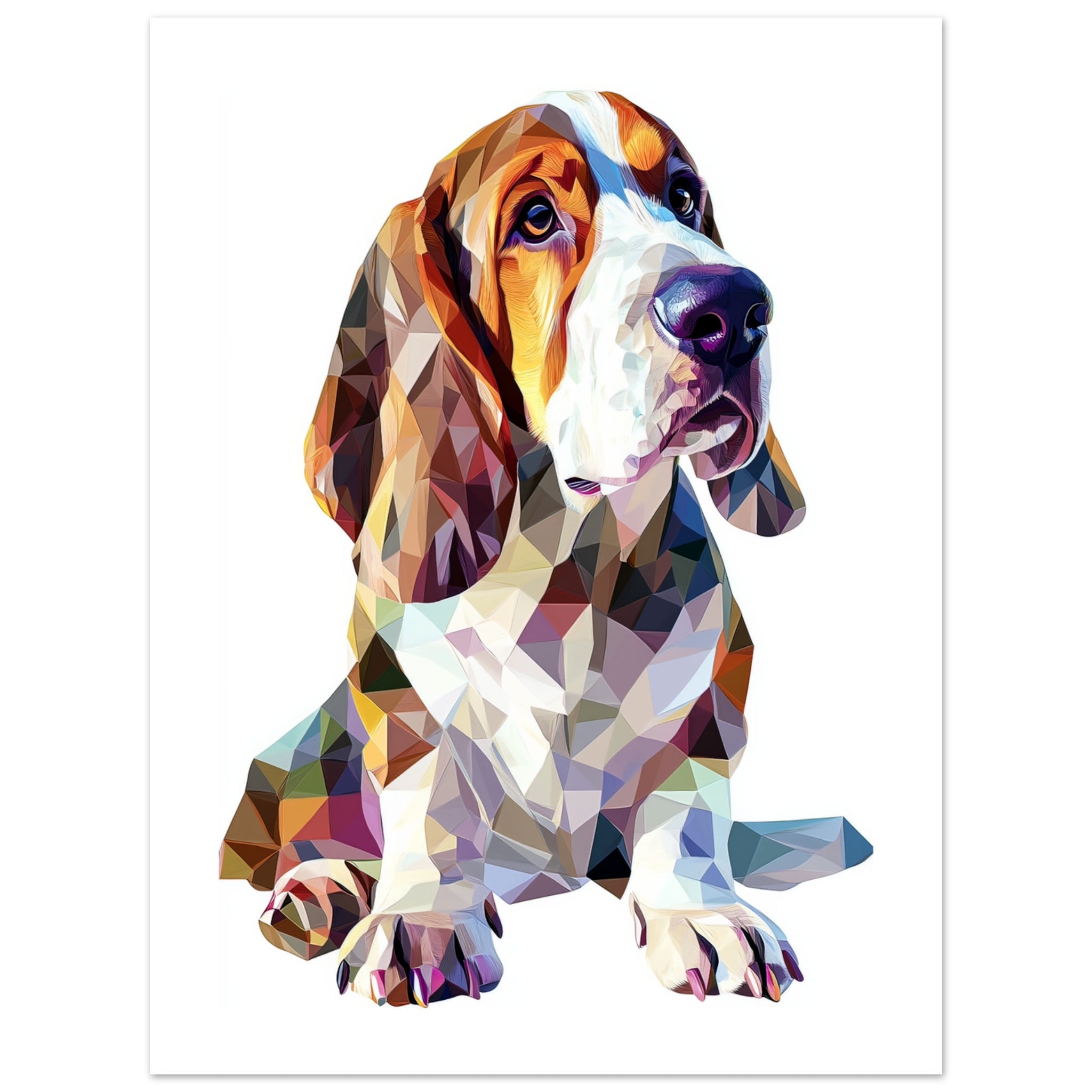 Basset Hound Dog Illustrated with Colorful Triangles 2