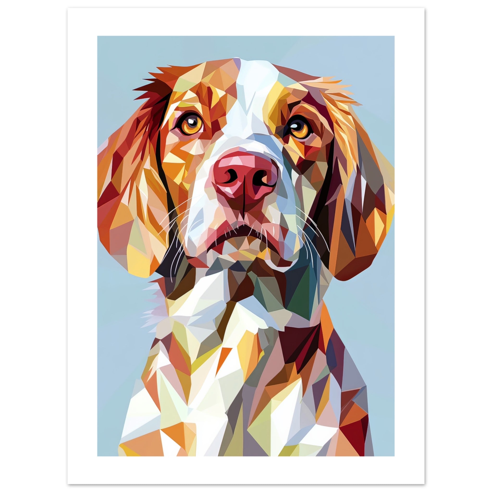 Brittany Spaniel Dog Illustrated with Colorful Triangles 1
