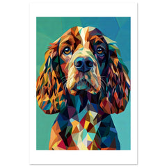 Boykin Spaniel Dog Illustrated with Colorful Triangles