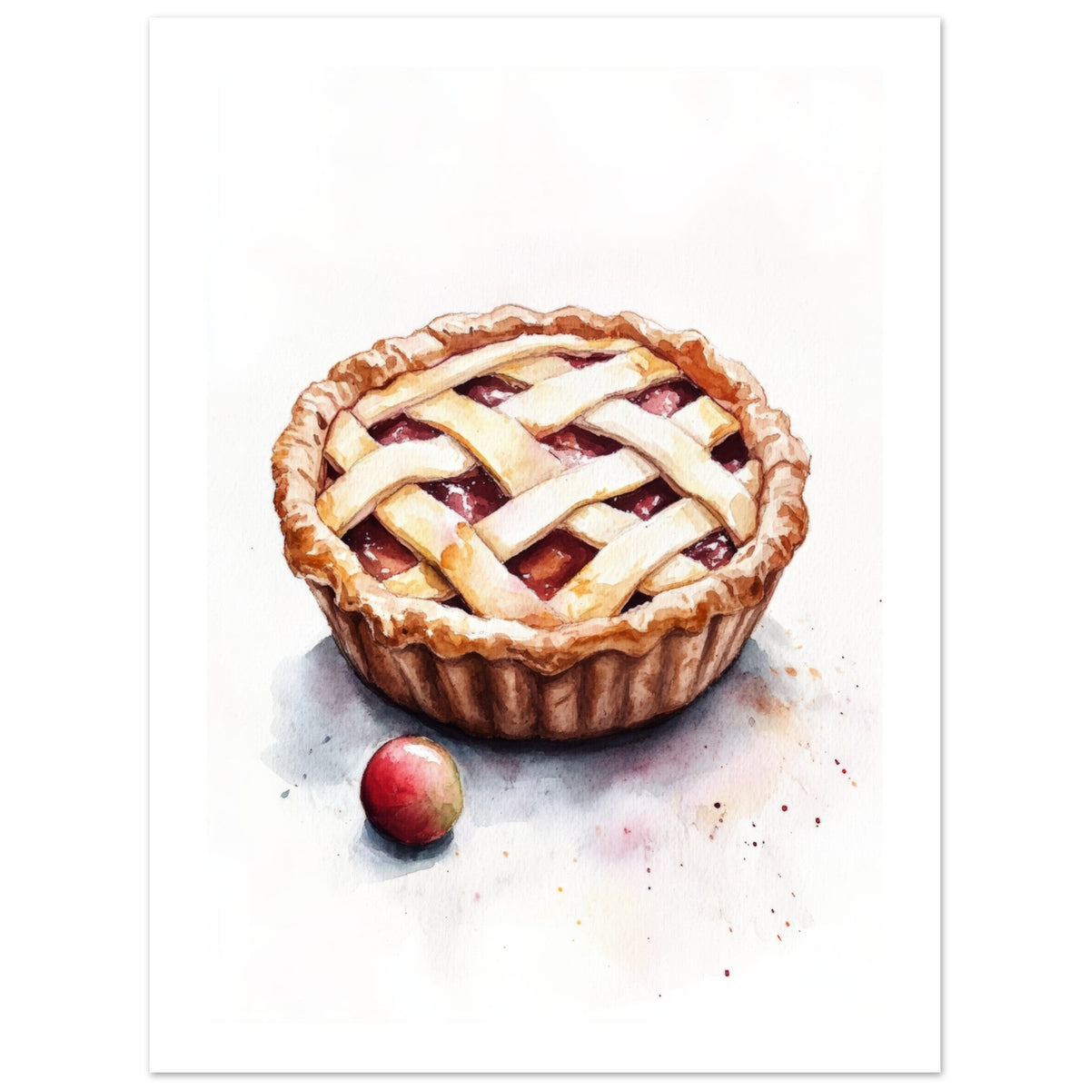 Apple Pie Watercolor Painting Wall Art 1