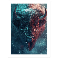 Bison portrait in a snowstorm 1