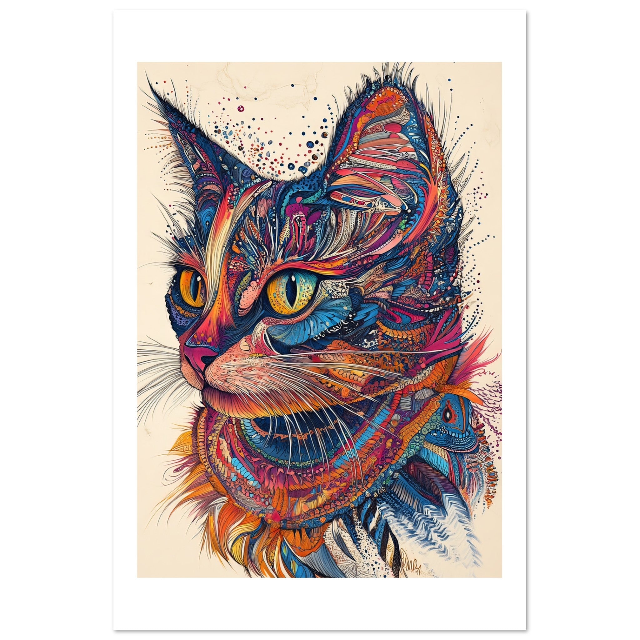 Balinese Cat Painted With Tone Pen