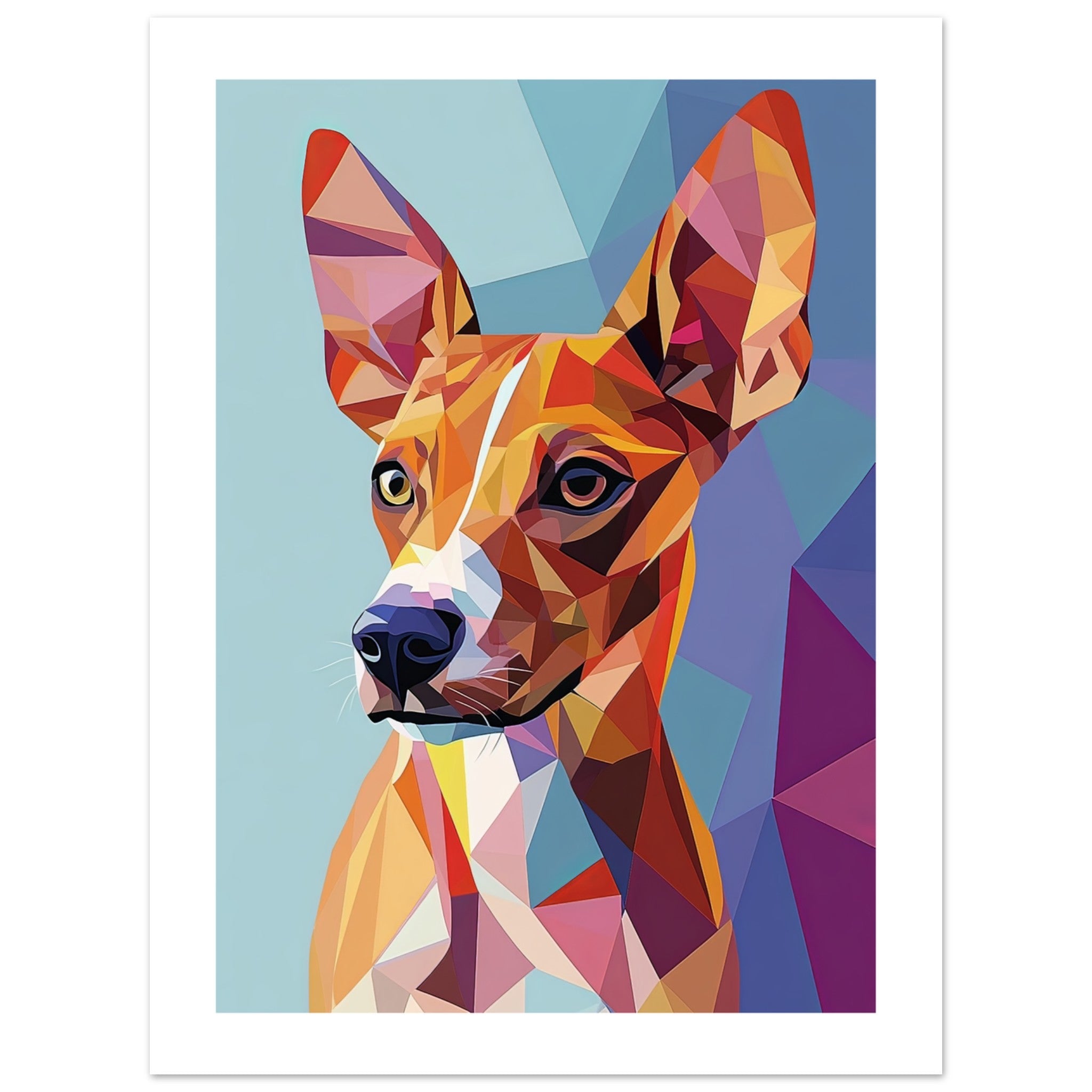 Basenji Dog Illustrated with Colorful Triangles 3