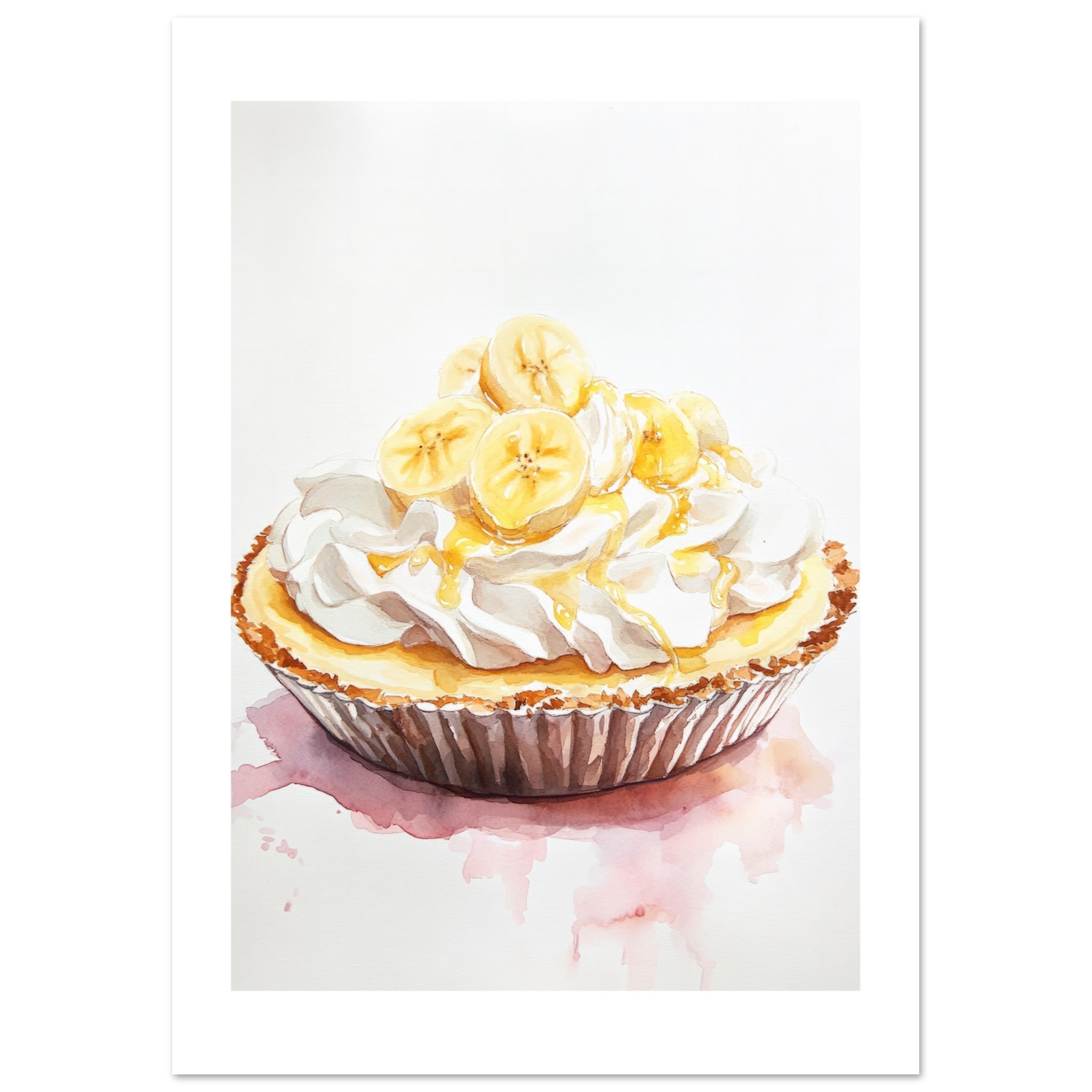 Banoffee Pie Watercolor Painting Wall Art