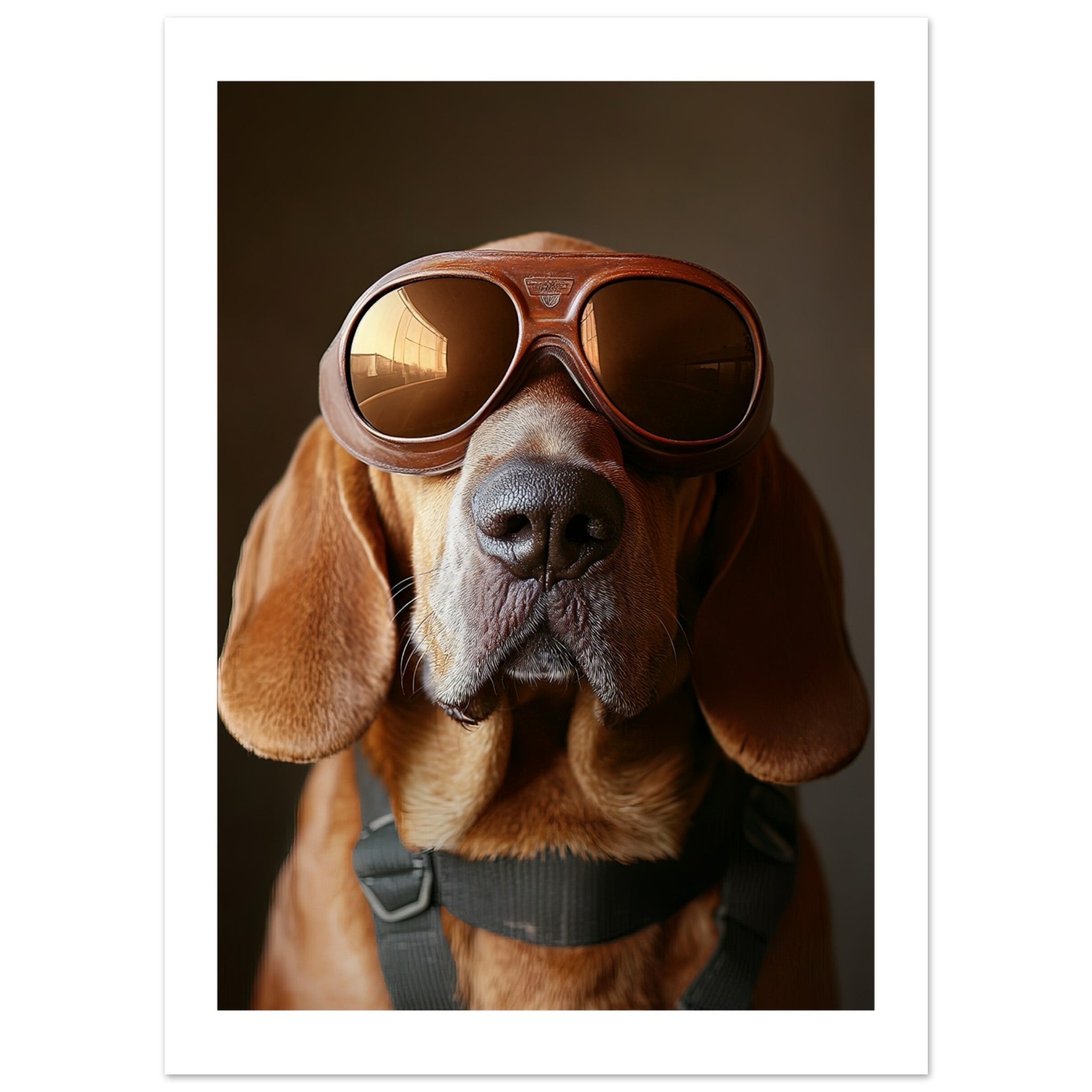 Bloodhound Dog Wearing Pilot Sunglasses 2