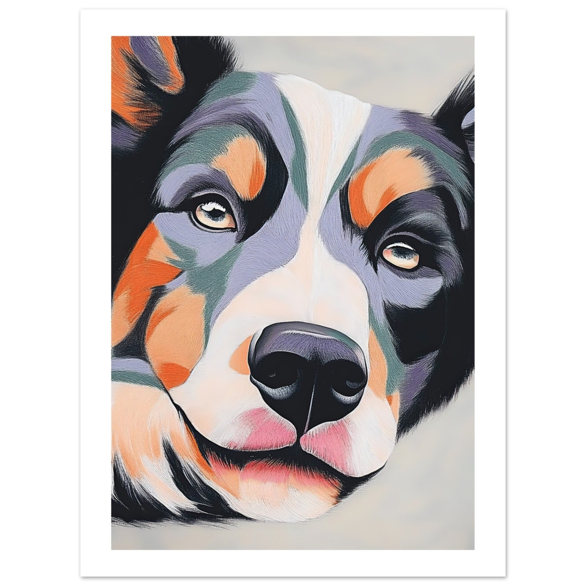 Australian Shepherd Dog Relaxing Pastel Colored 2
