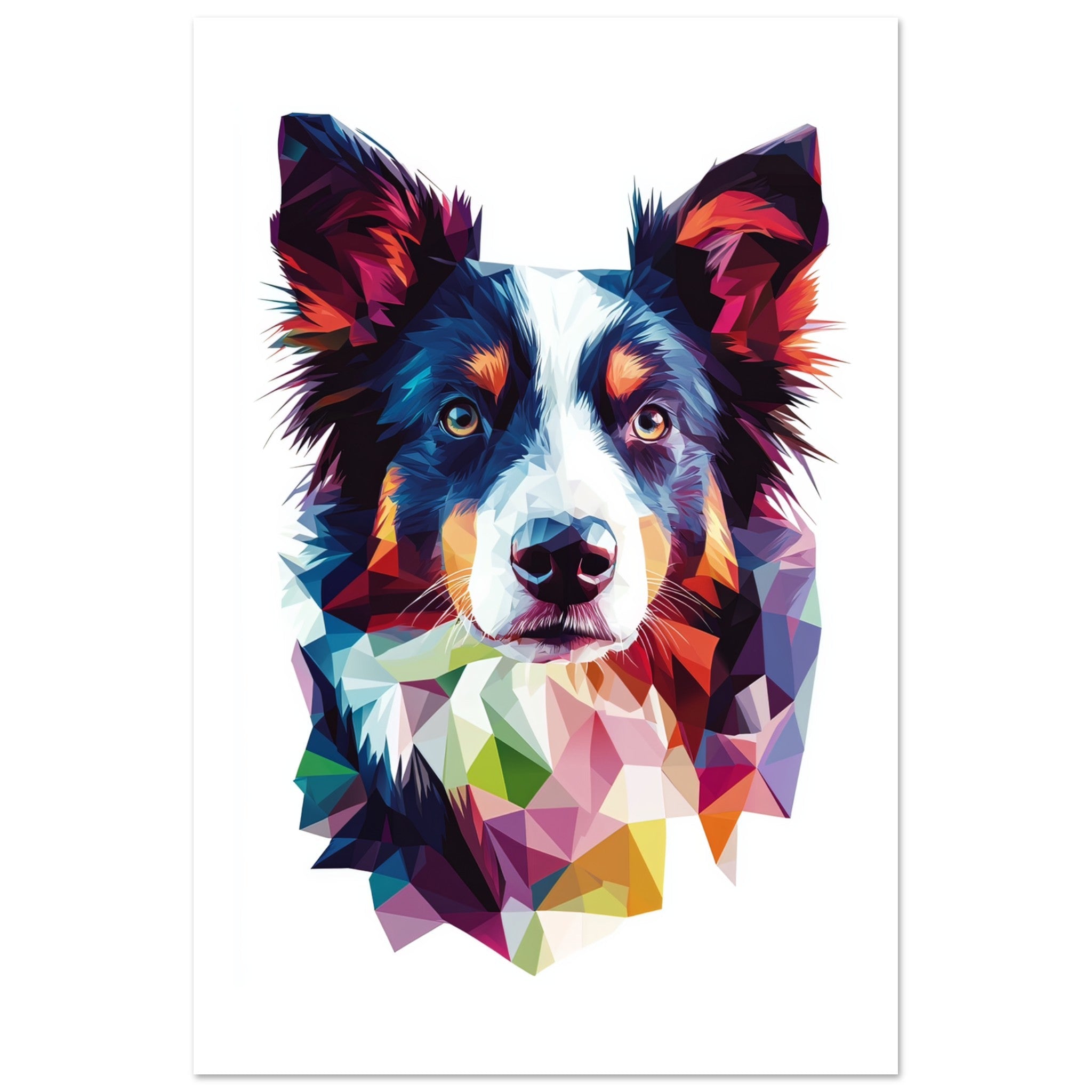 Border Collie Dog Illustrated with Colorful Triangles 2