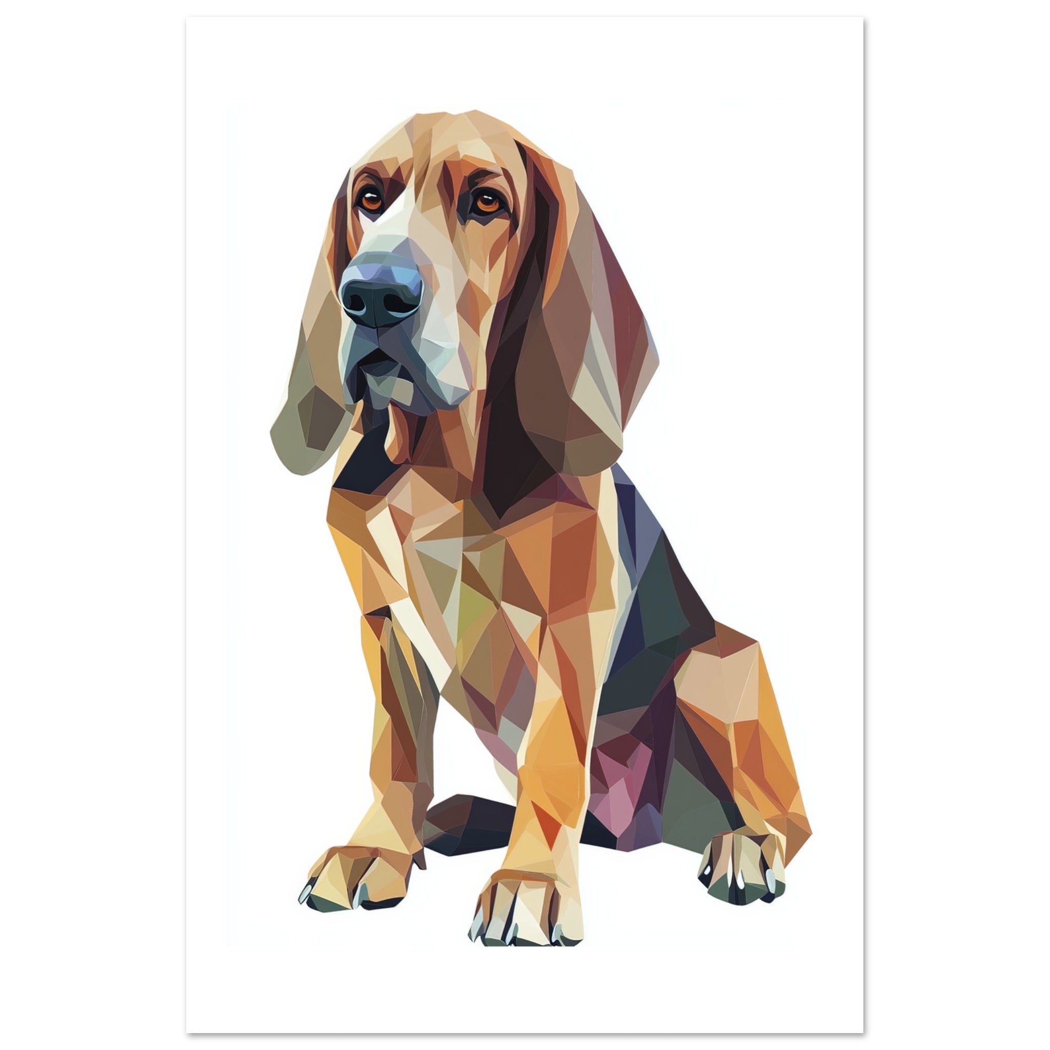 Bloodhound Dog Illustrated with Colorful Triangles 1
