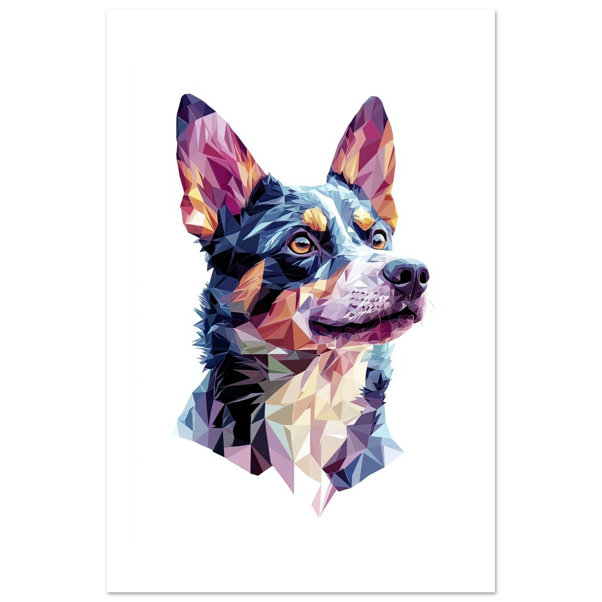 Australian Cattle Dog Illustrated with Colorful Triangles