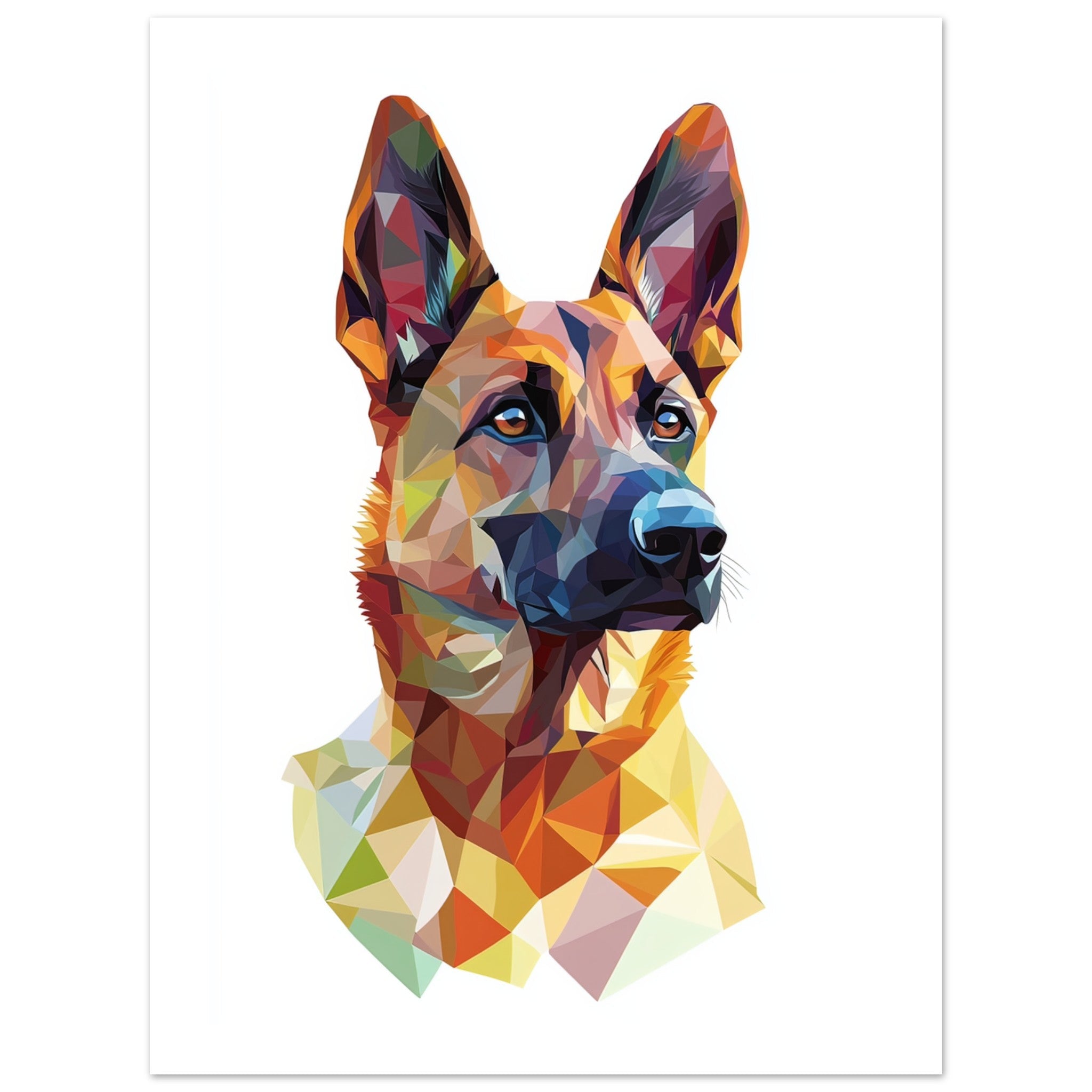 Belgian Malinois Dog Illustrated with Colorful Triangles 2