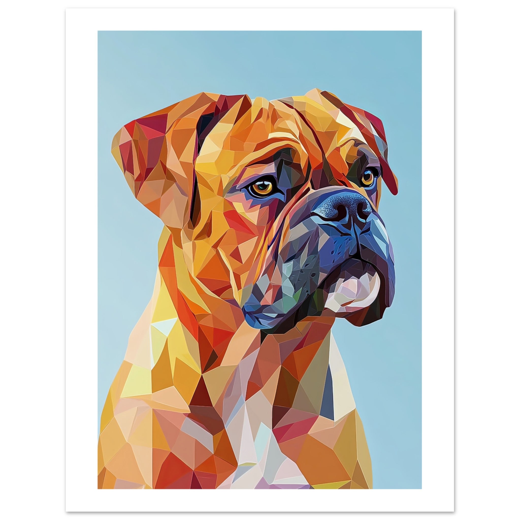 Boerboel Dog Illustrated with Colorful Triangles 3