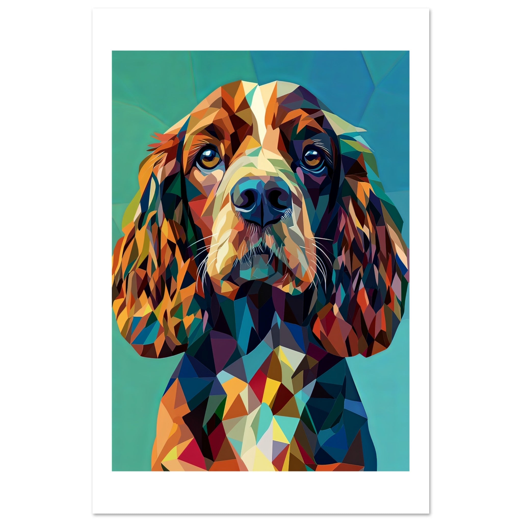 Boykin Spaniel Dog Illustrated with Colorful Triangles