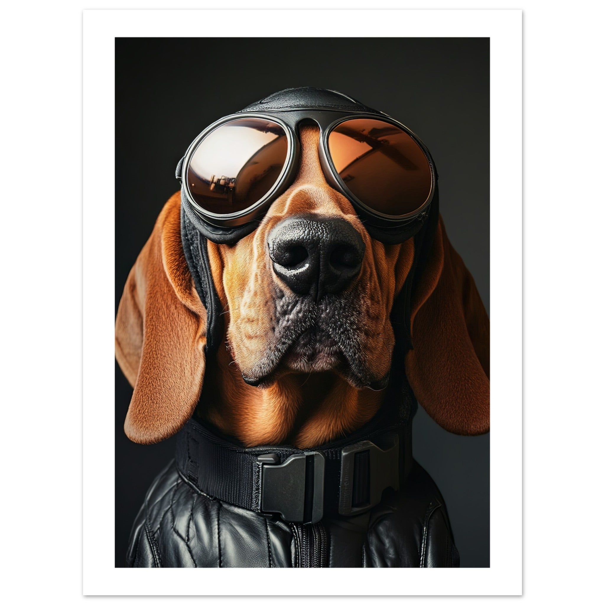 Bloodhound Dog Wearing Pilot Sunglasses 1