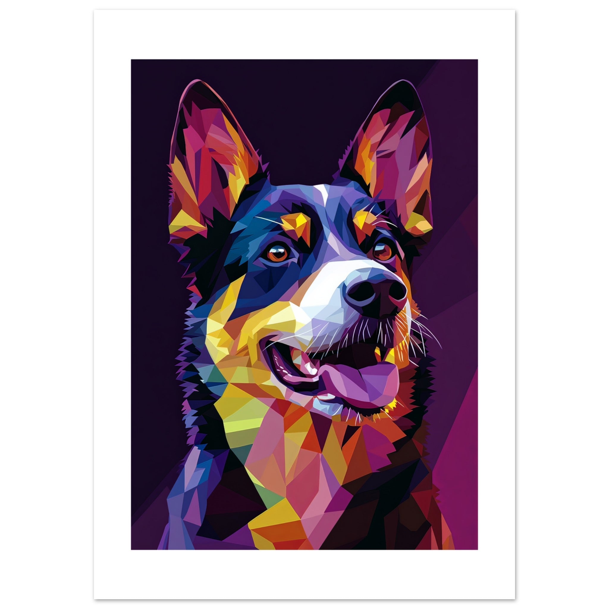Australian Cattle Dog Illustrated with Colorful Triangles 2