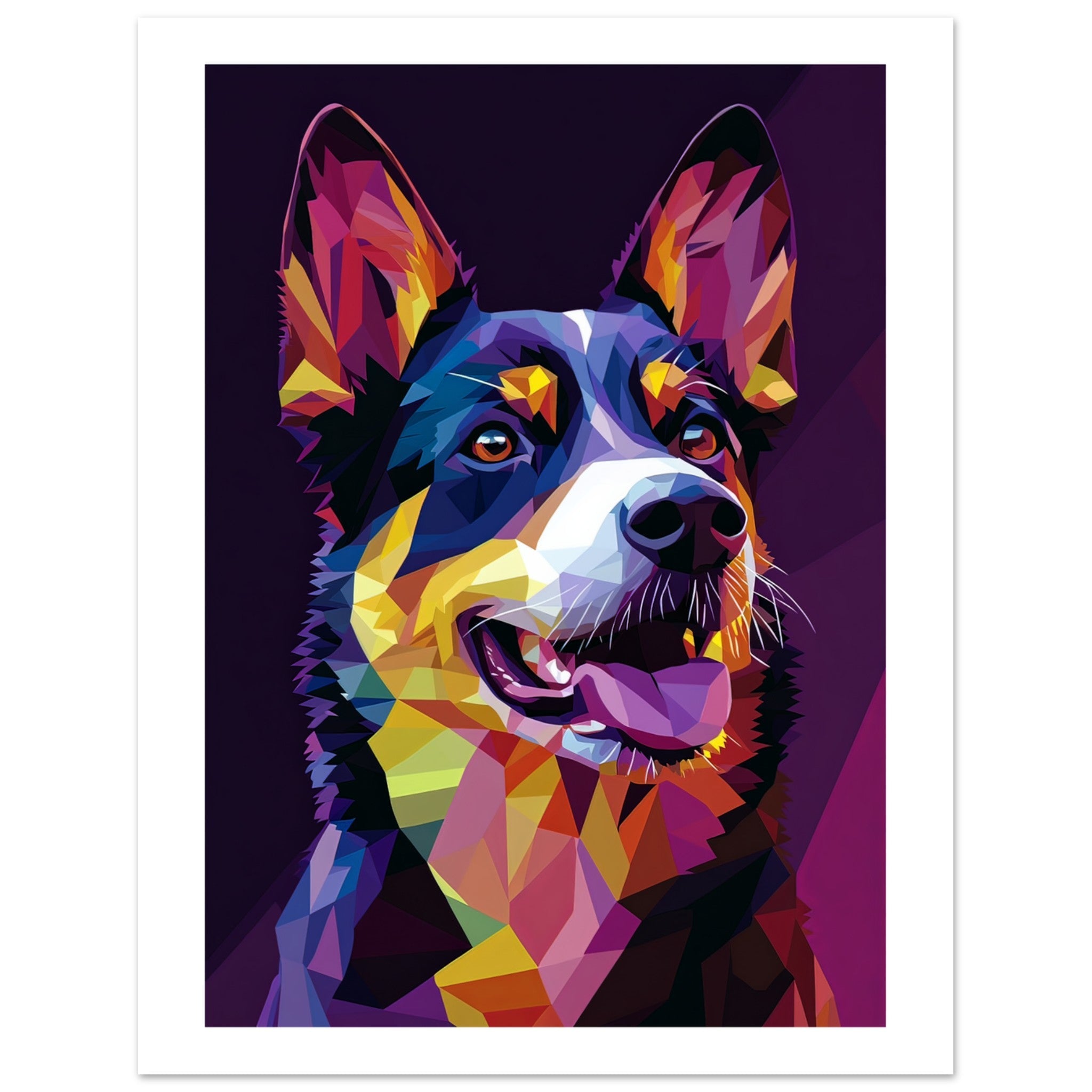 Australian Cattle Dog Illustrated with Colorful Triangles 2