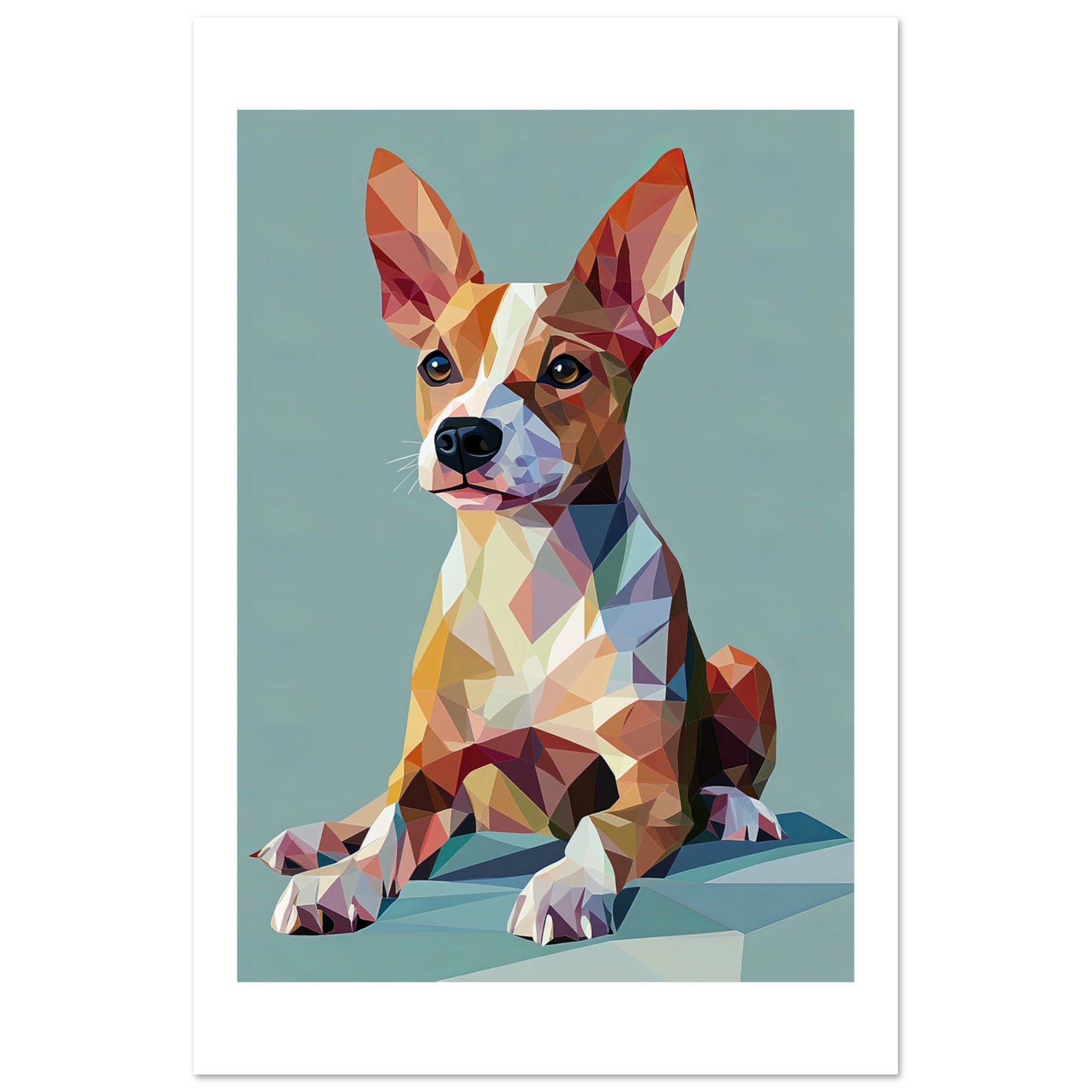 Basenji Dog Illustrated with Colorful Triangles 4