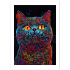 British Shorthair Cat Painted With Tone Pen