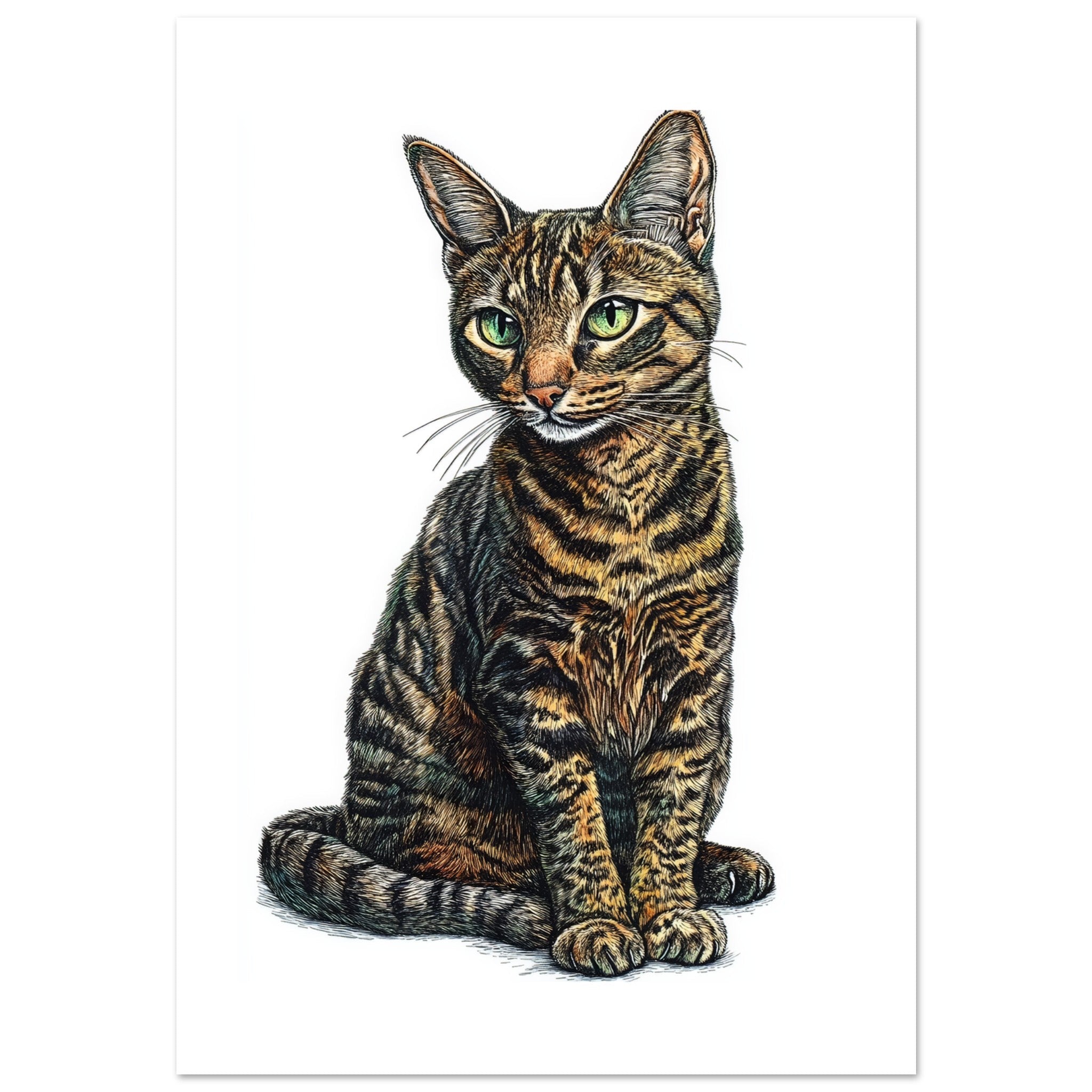 Bengal Cat Painted With Tone Pen