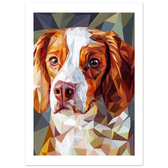 Brittany Spaniel Dog Illustrated with Colorful Triangles 3