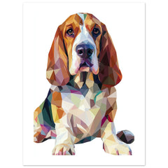 Basset Hound Dog Illustrated with Colorful Triangles