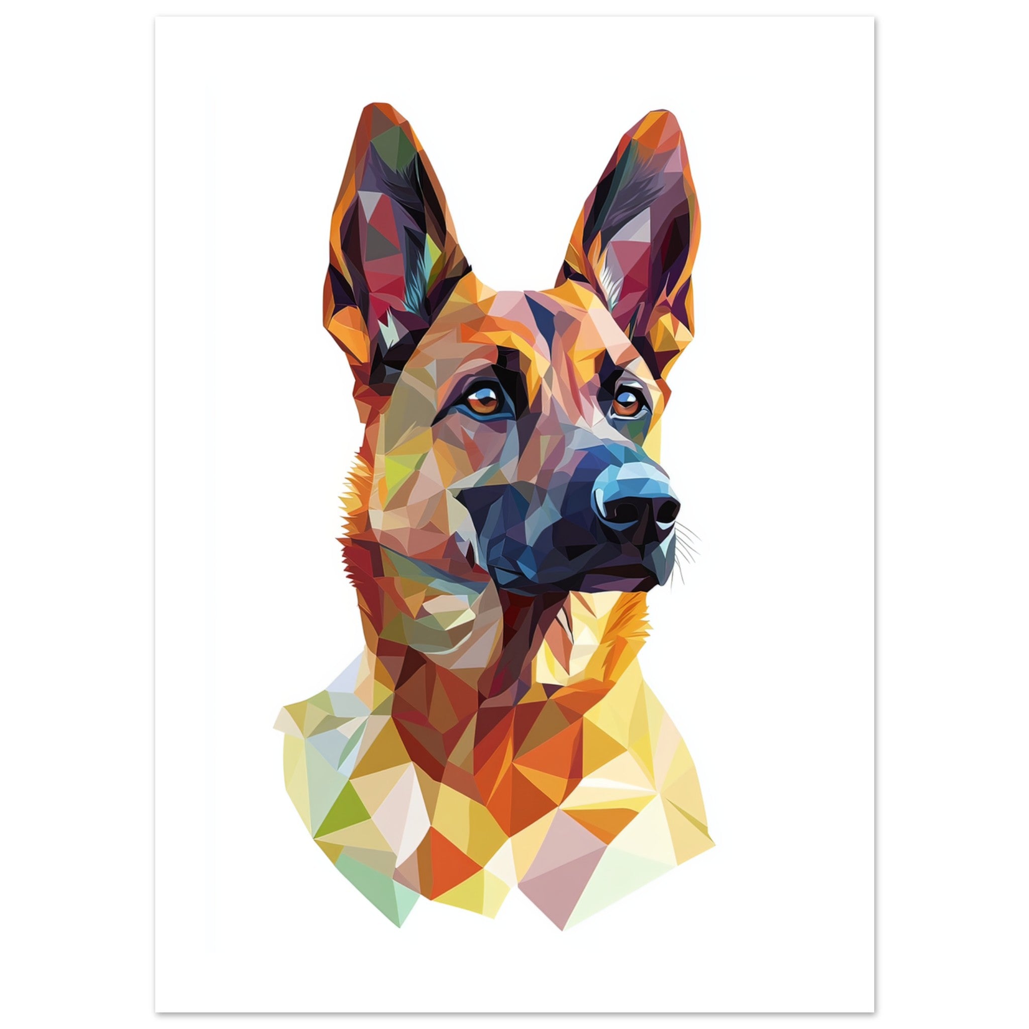 Belgian Malinois Dog Illustrated with Colorful Triangles 2