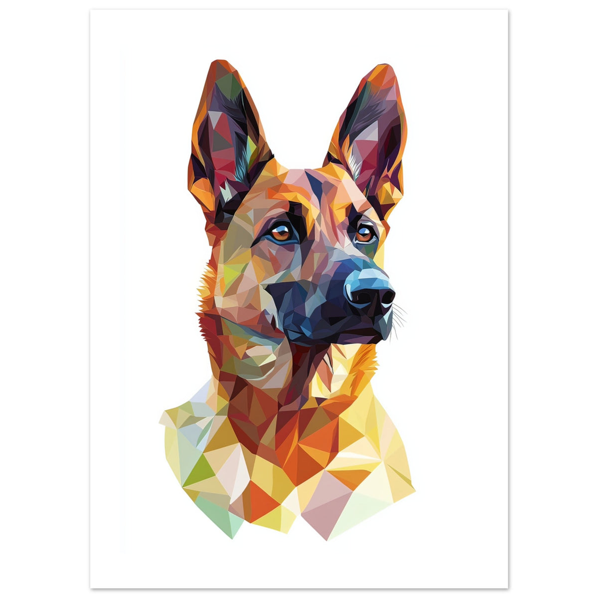Belgian Malinois Dog Illustrated with Colorful Triangles 2