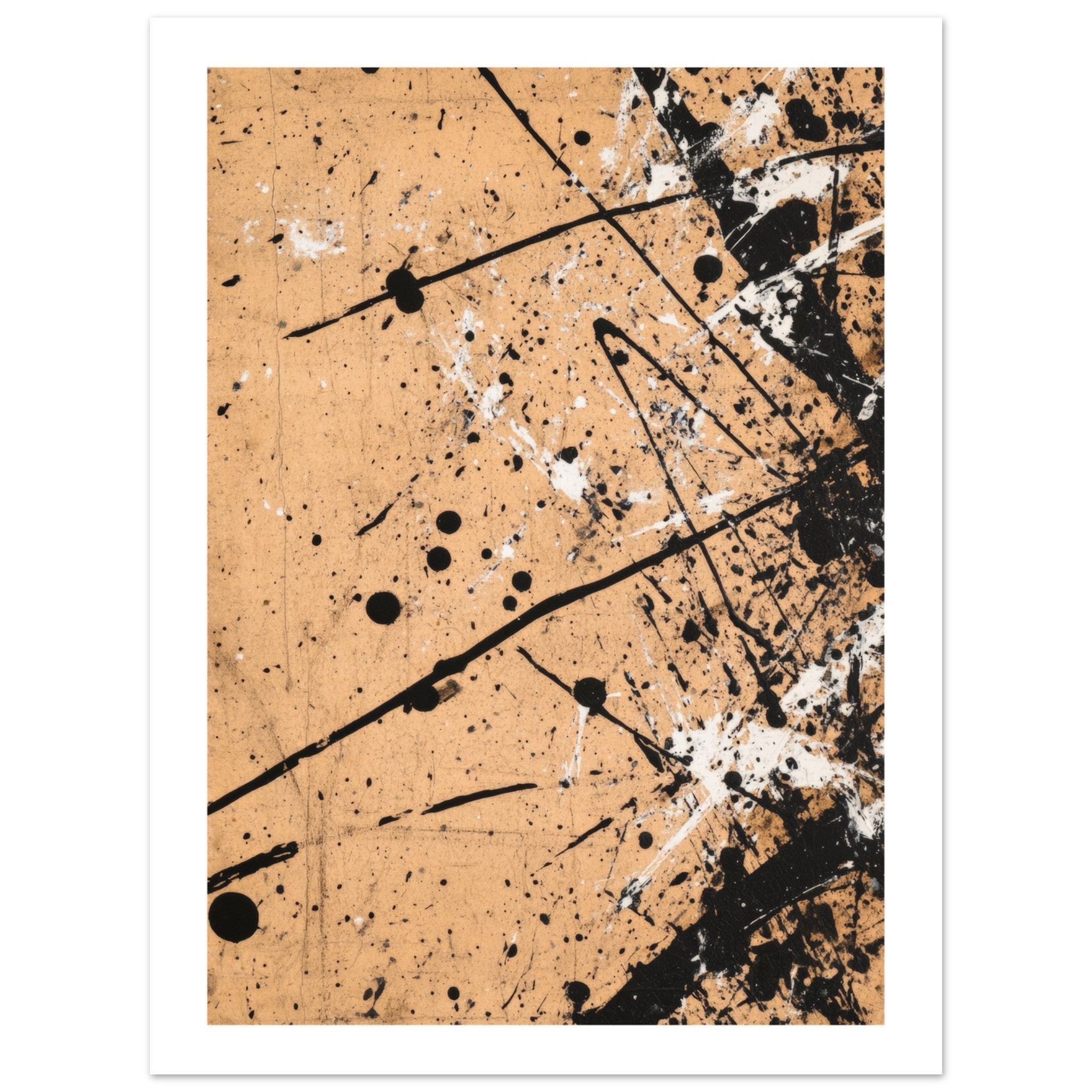 Black and white splashes on beige background