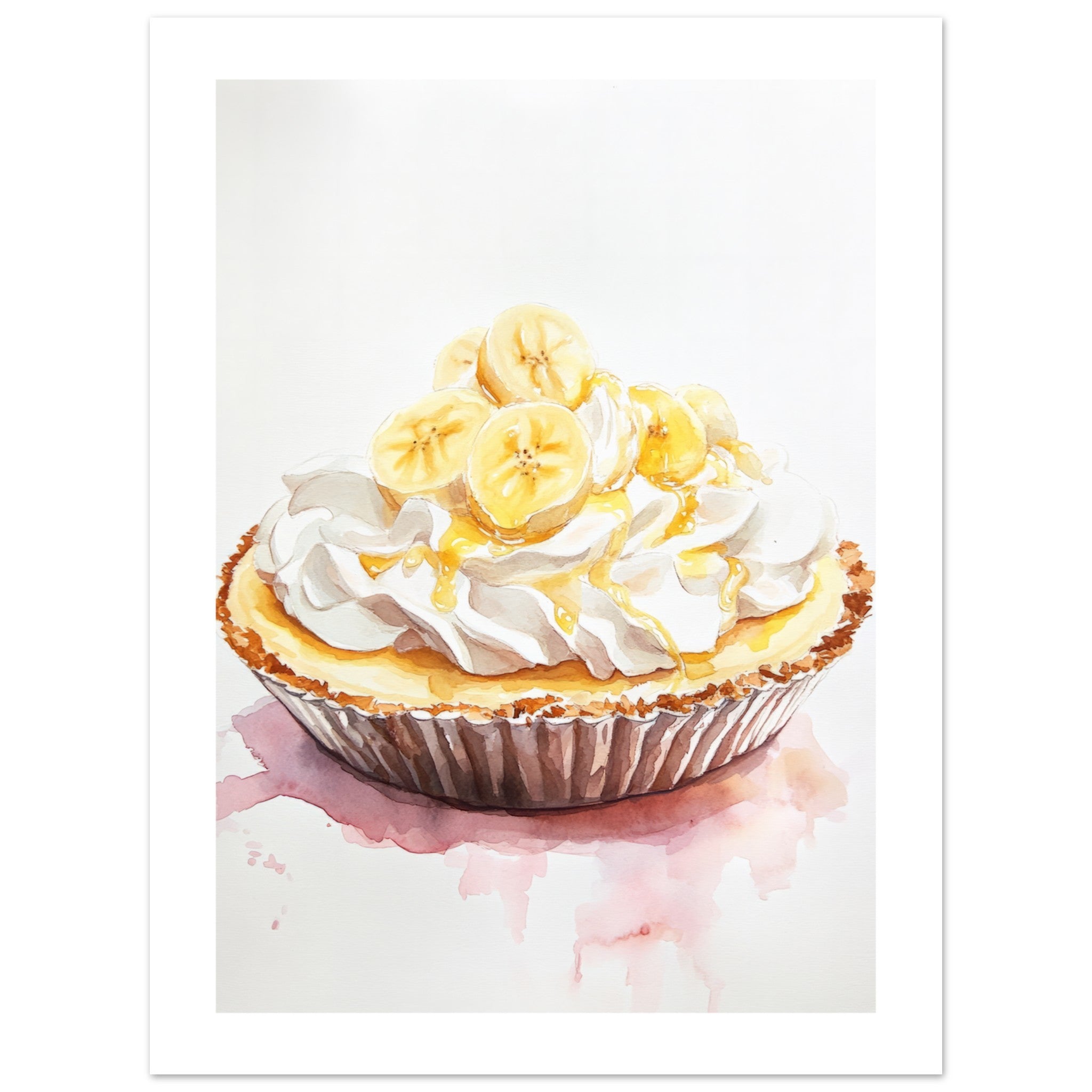 Banoffee Pie Watercolor Painting Wall Art