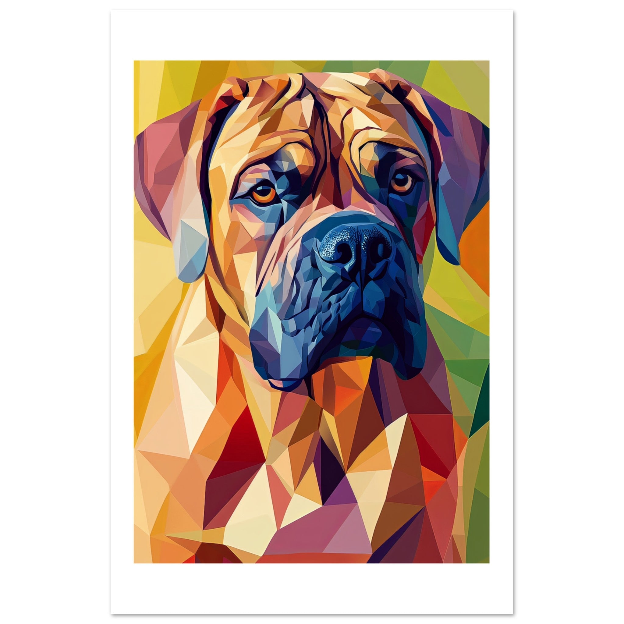 Boerboel Dog Illustrated with Colorful Triangles