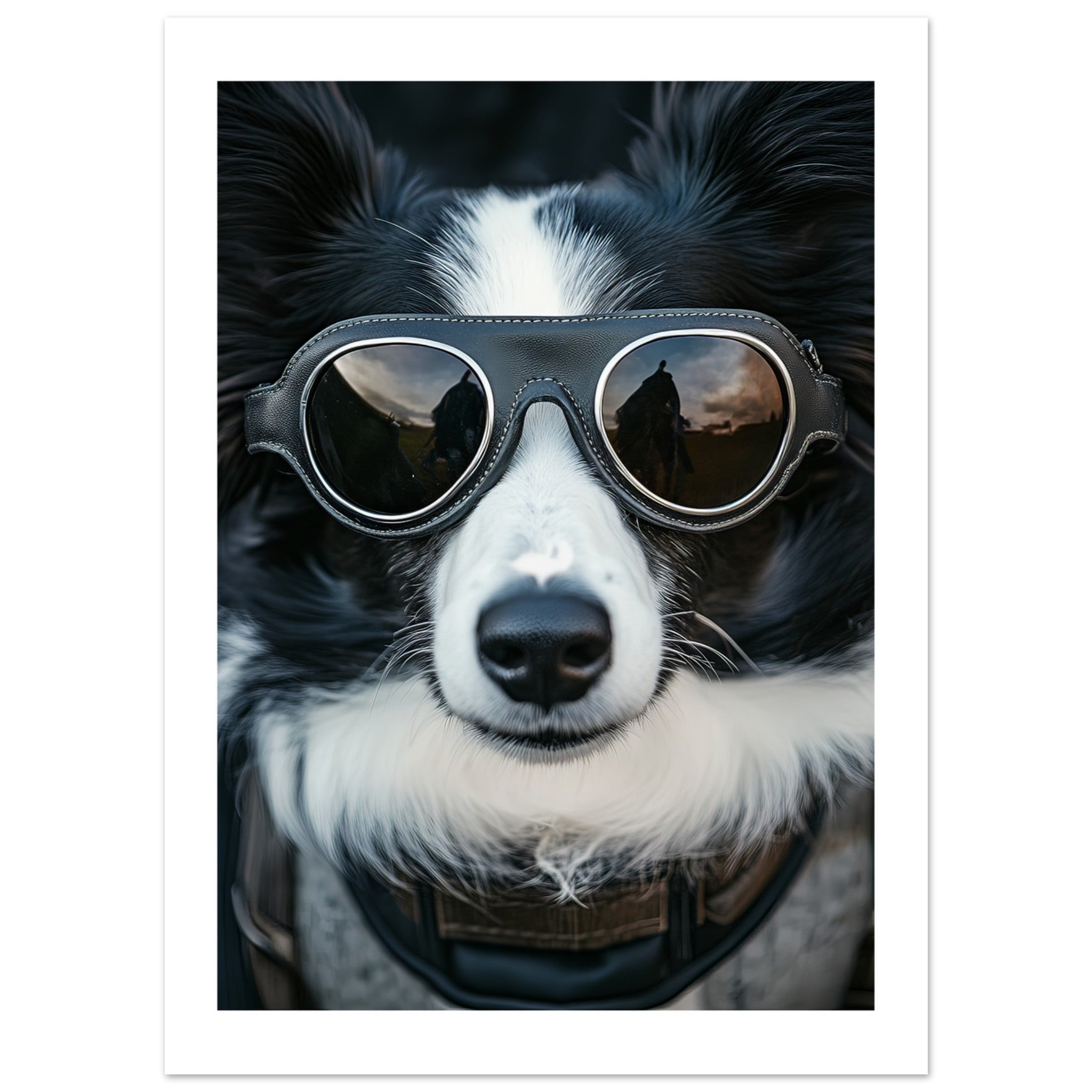 Border Collie Dog Wearing Pilot Sunglasses 4