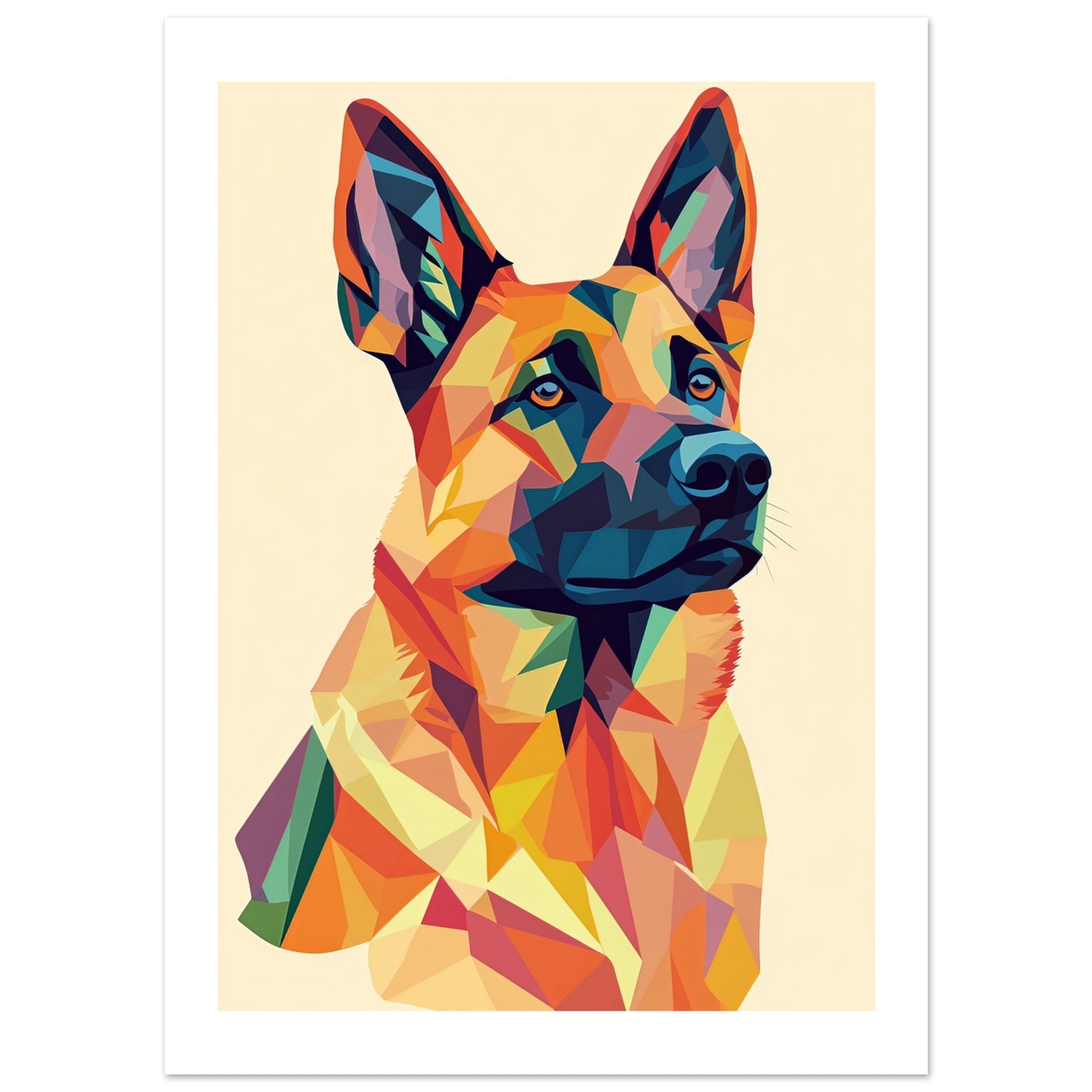 Belgian Malinois Dog Illustrated with Colorful Triangles
