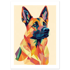 Belgian Malinois Dog Illustrated with Colorful Triangles