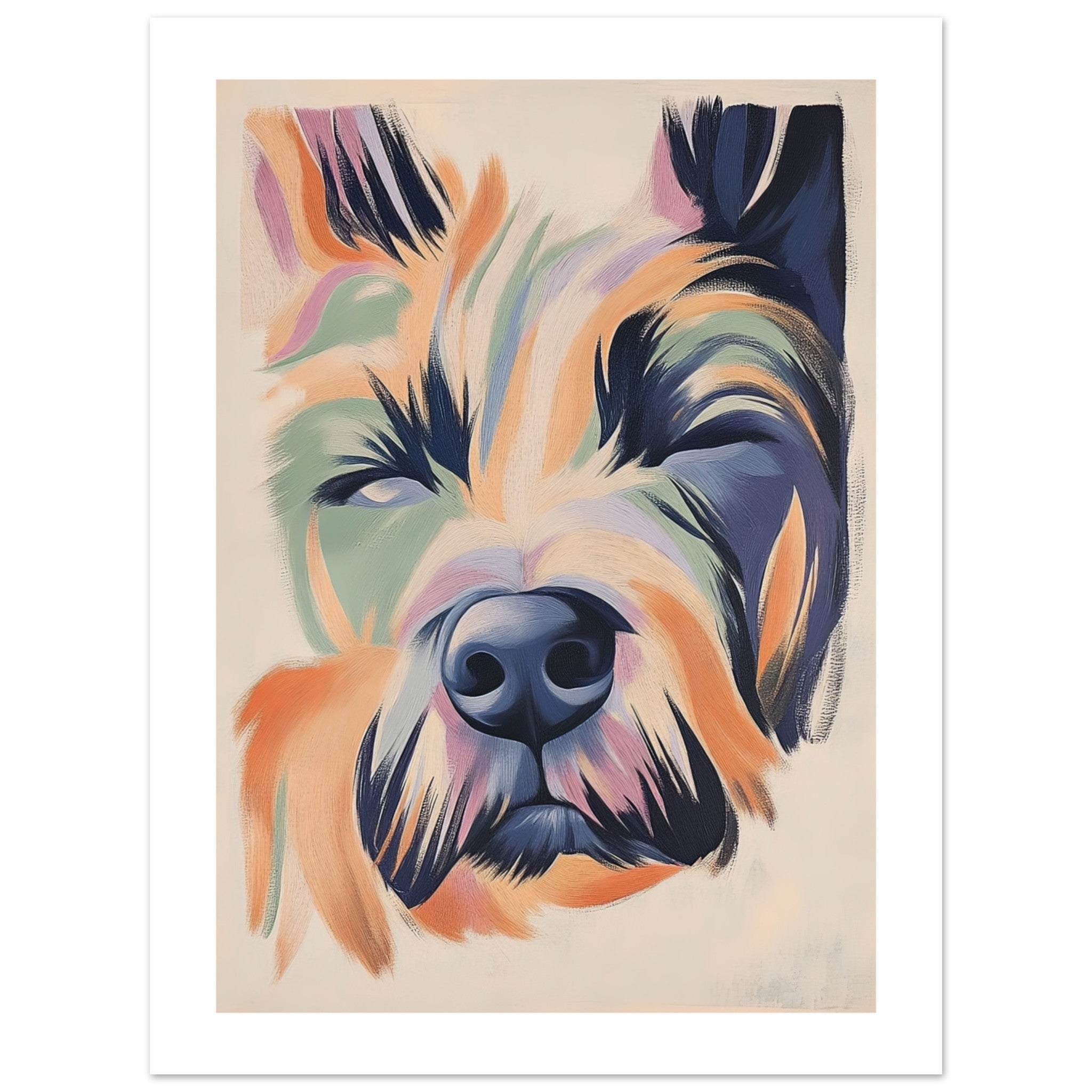 Briard Dog Relaxing Pastel Colored 1