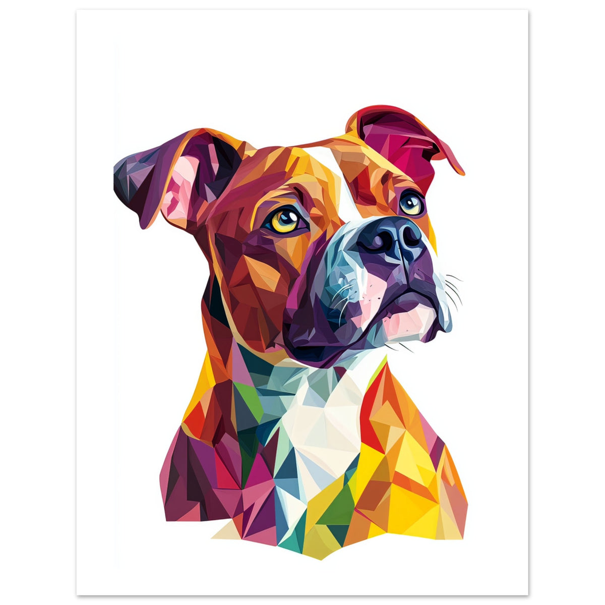 American Staffordshire Dog Illustrated with Colorful Triangles