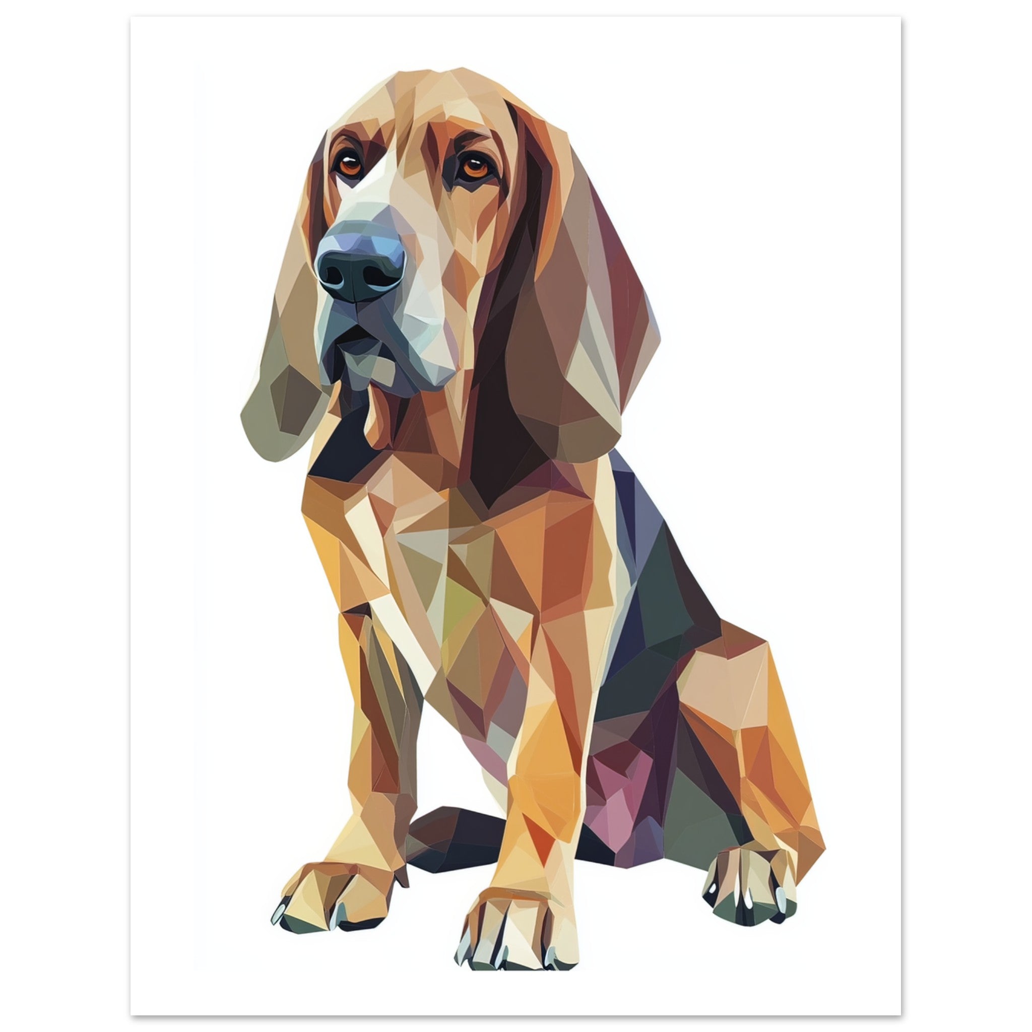 Bloodhound Dog Illustrated with Colorful Triangles 1