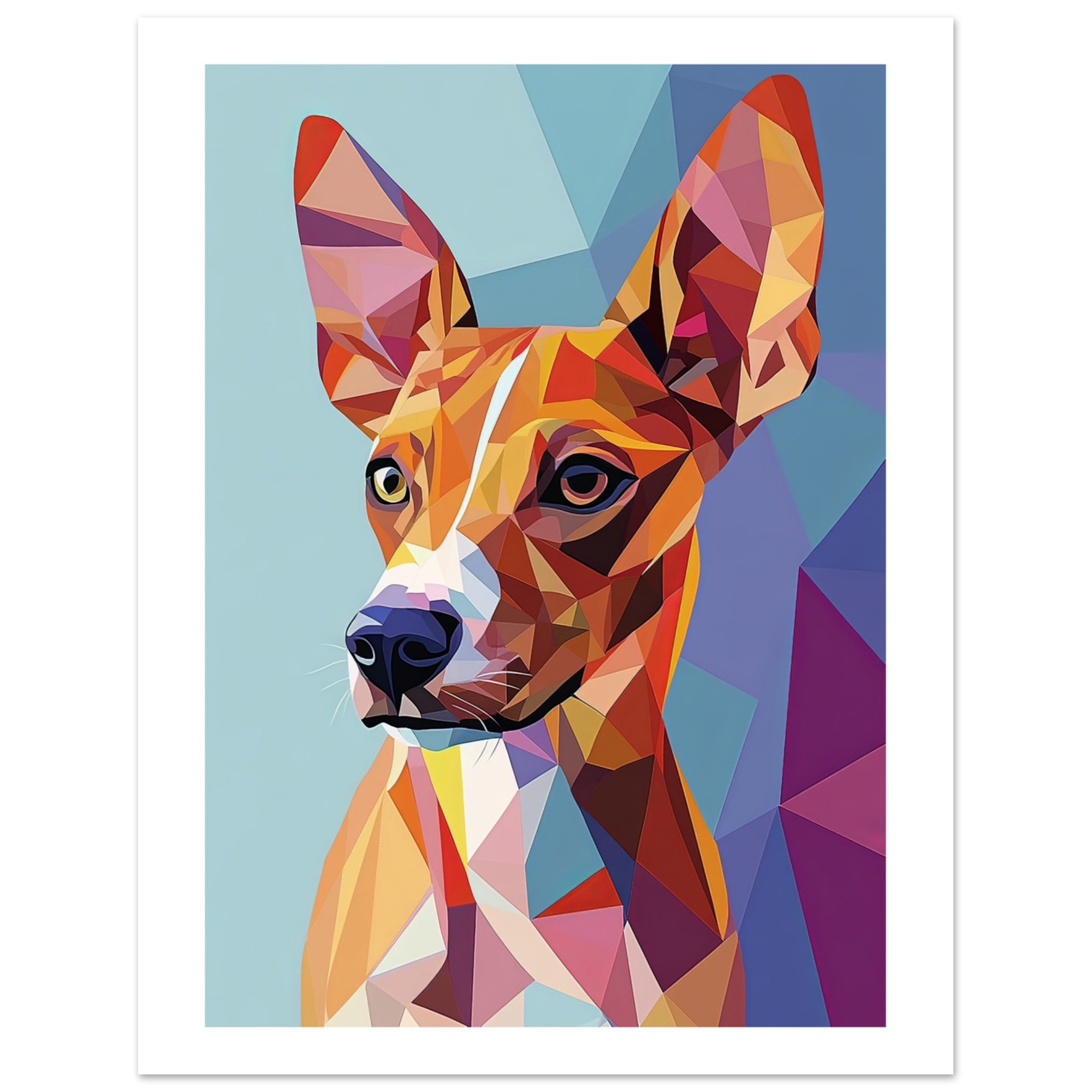 Basenji Dog Illustrated with Colorful Triangles 3