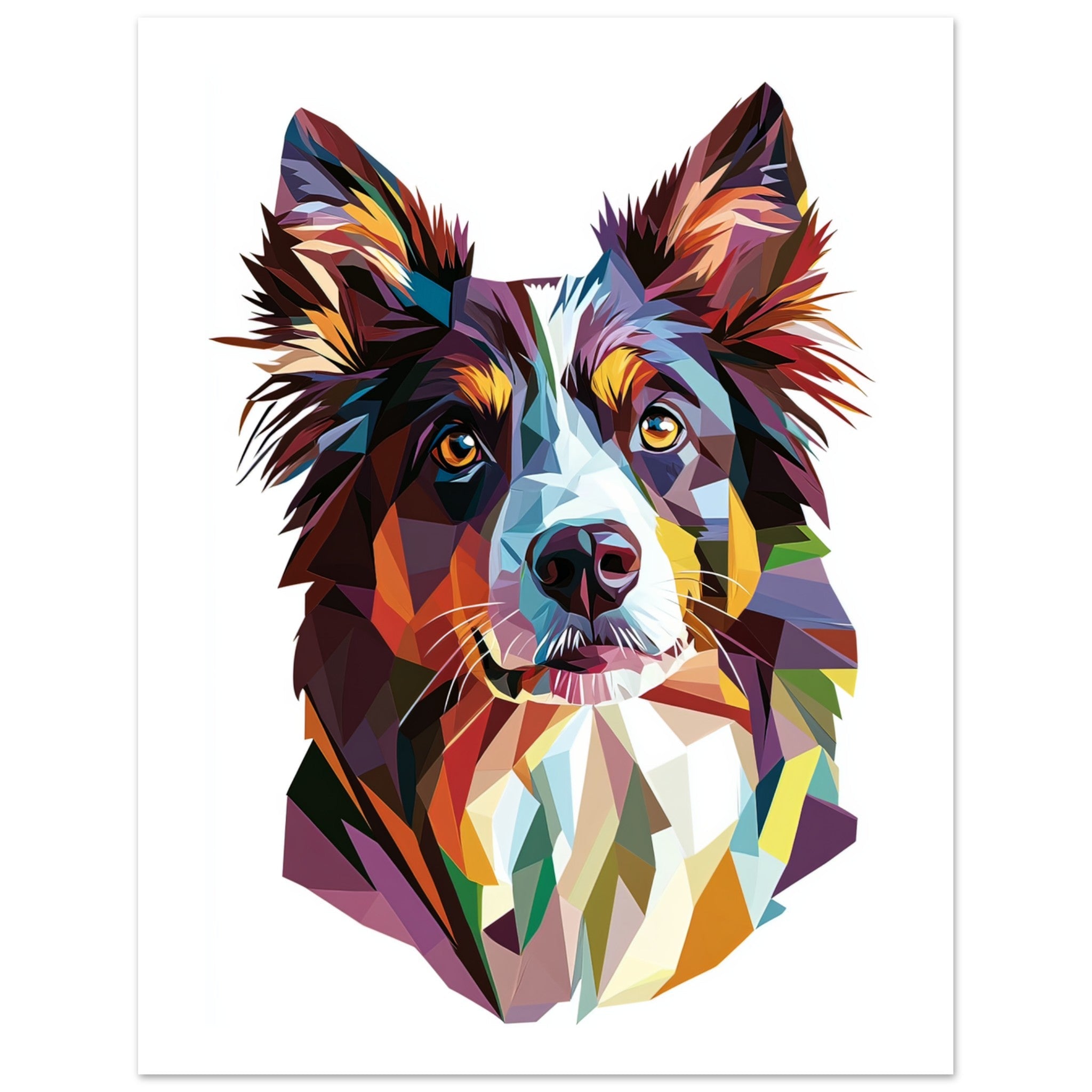 Border Collie Dog Illustrated with Colorful Triangles