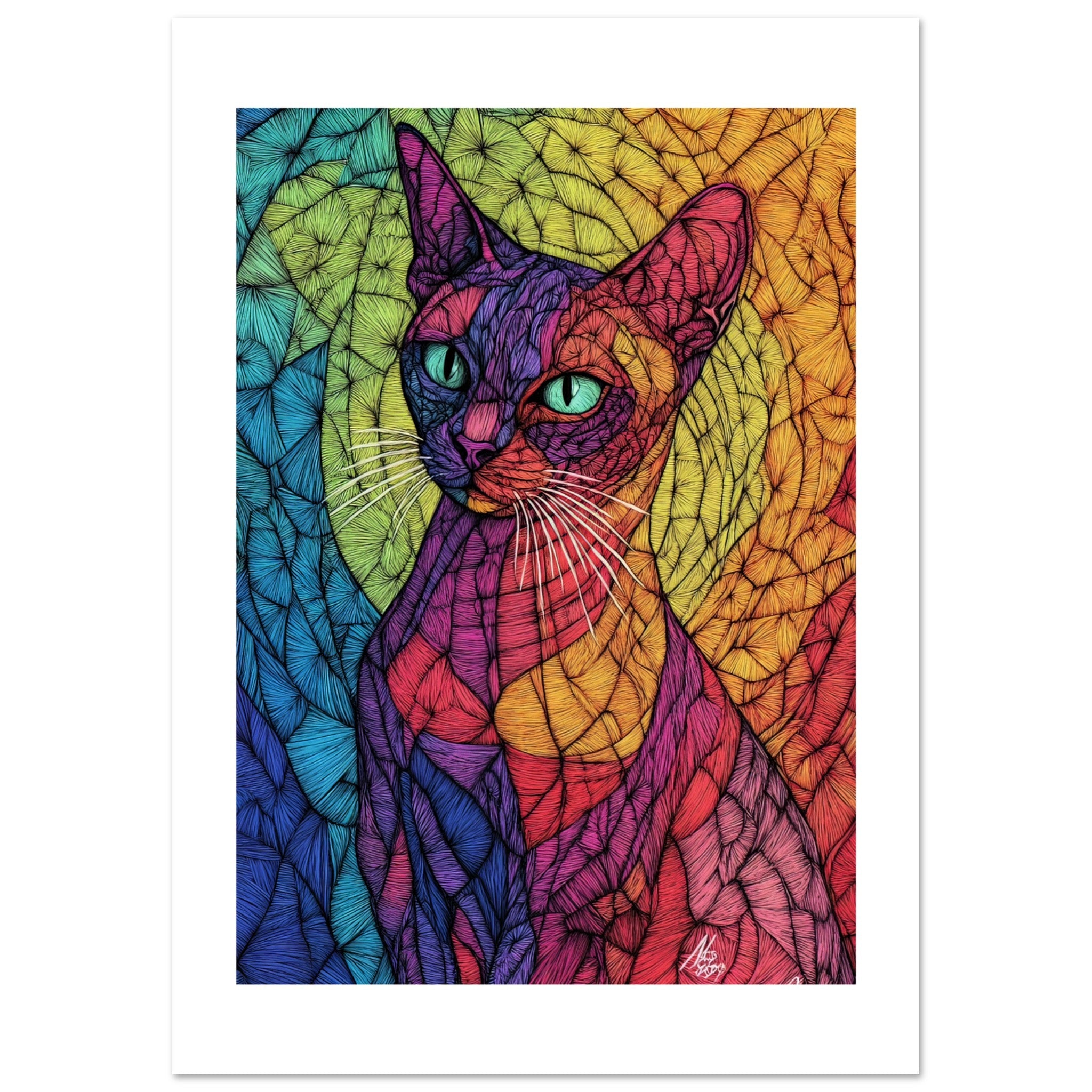 Abyssinian Cat Painted With Tone Pen