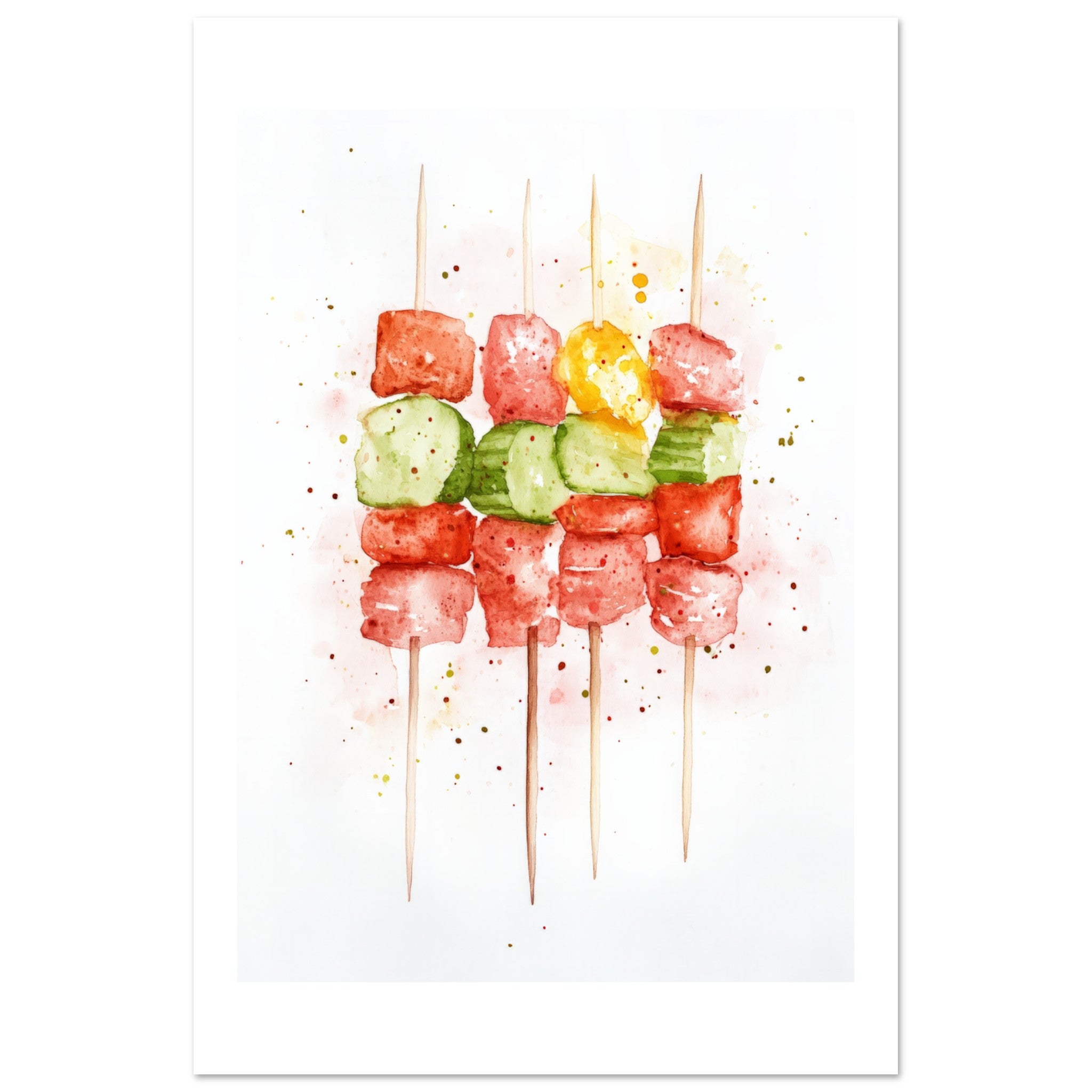 Antipasto Skewers Watercolor Painting Wall Art 2