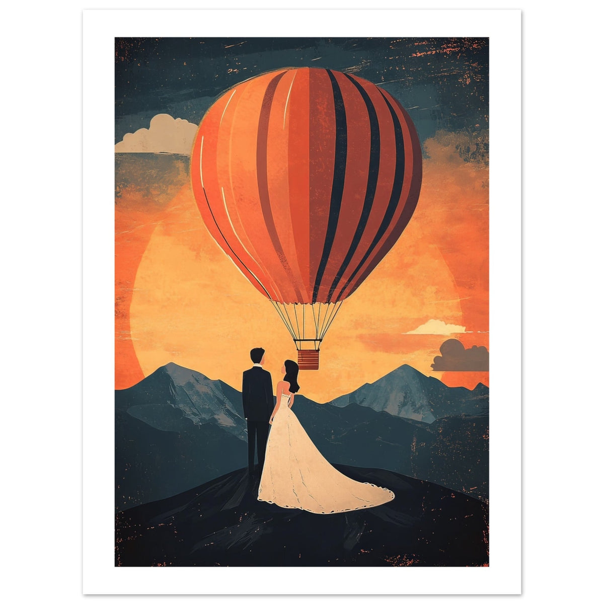 A wedding couple infront of a hot ballon 2