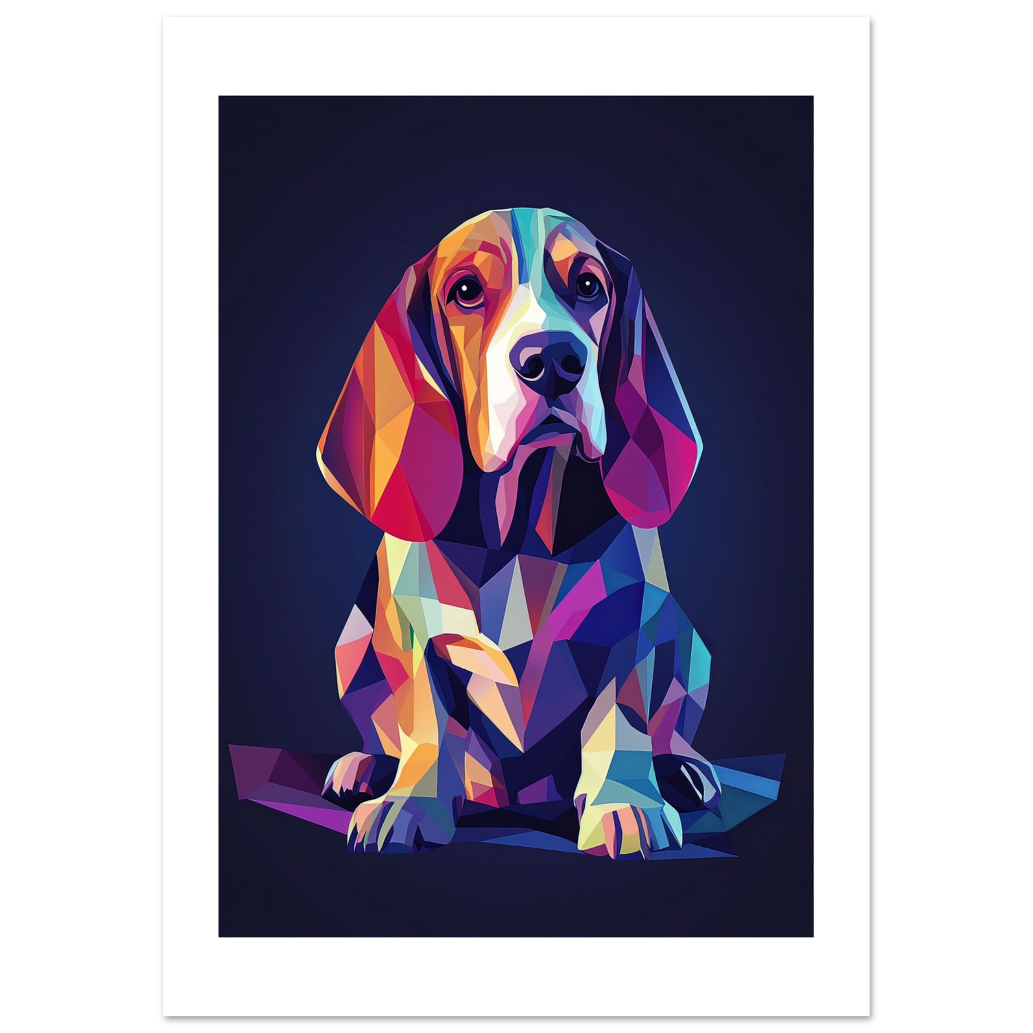 Basset Hound Dog Illustrated with Colorful Triangles 3