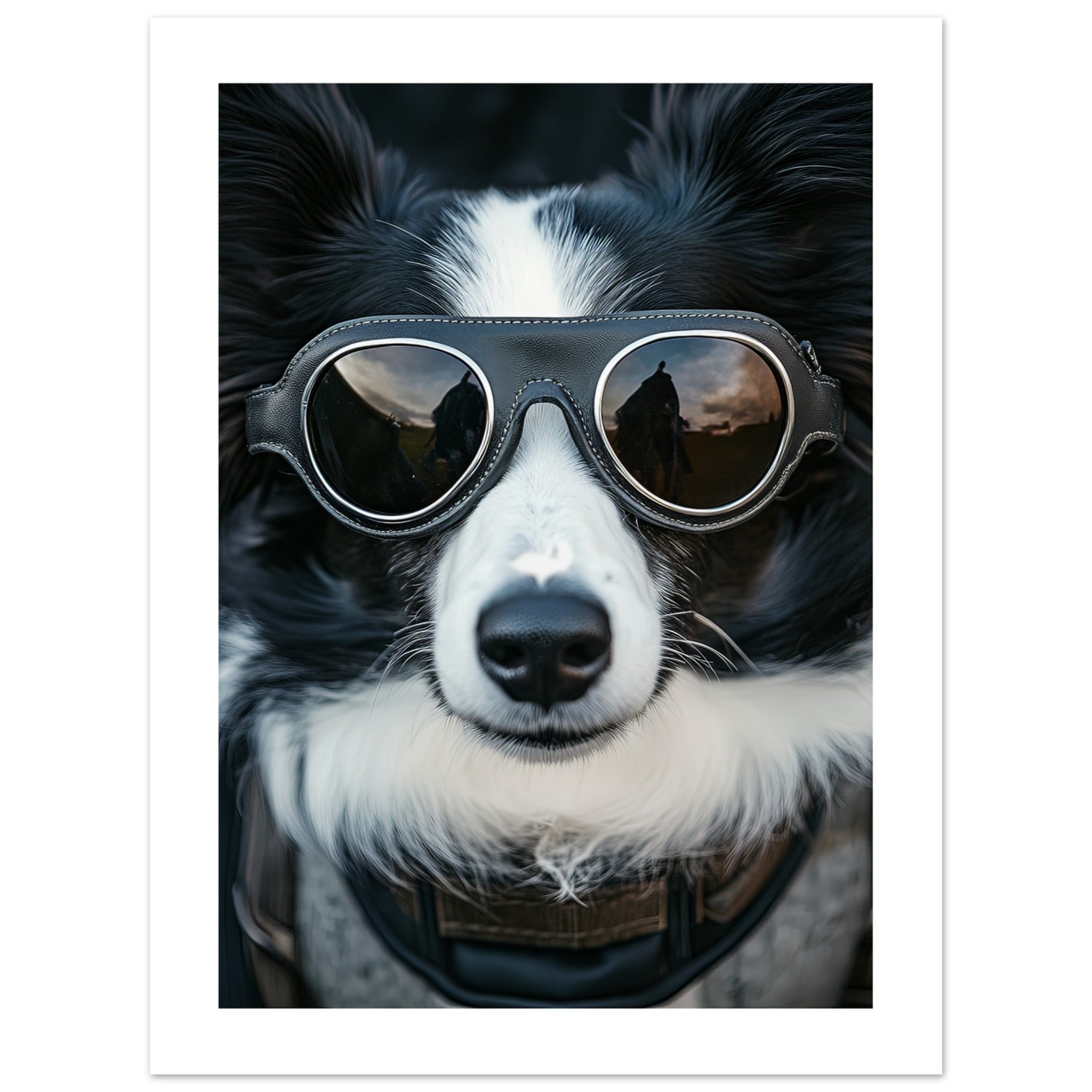 Border Collie Dog Wearing Pilot Sunglasses 4