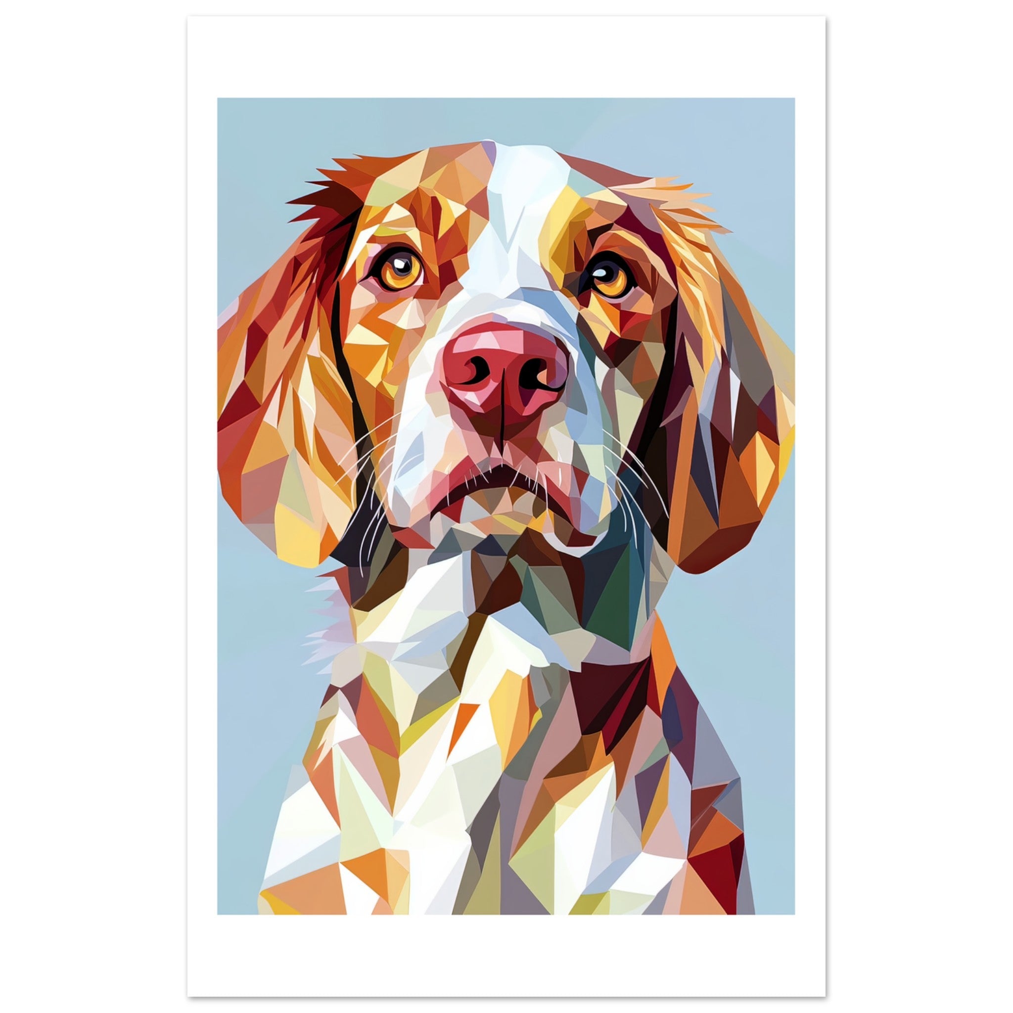 Brittany Spaniel Dog Illustrated with Colorful Triangles 1