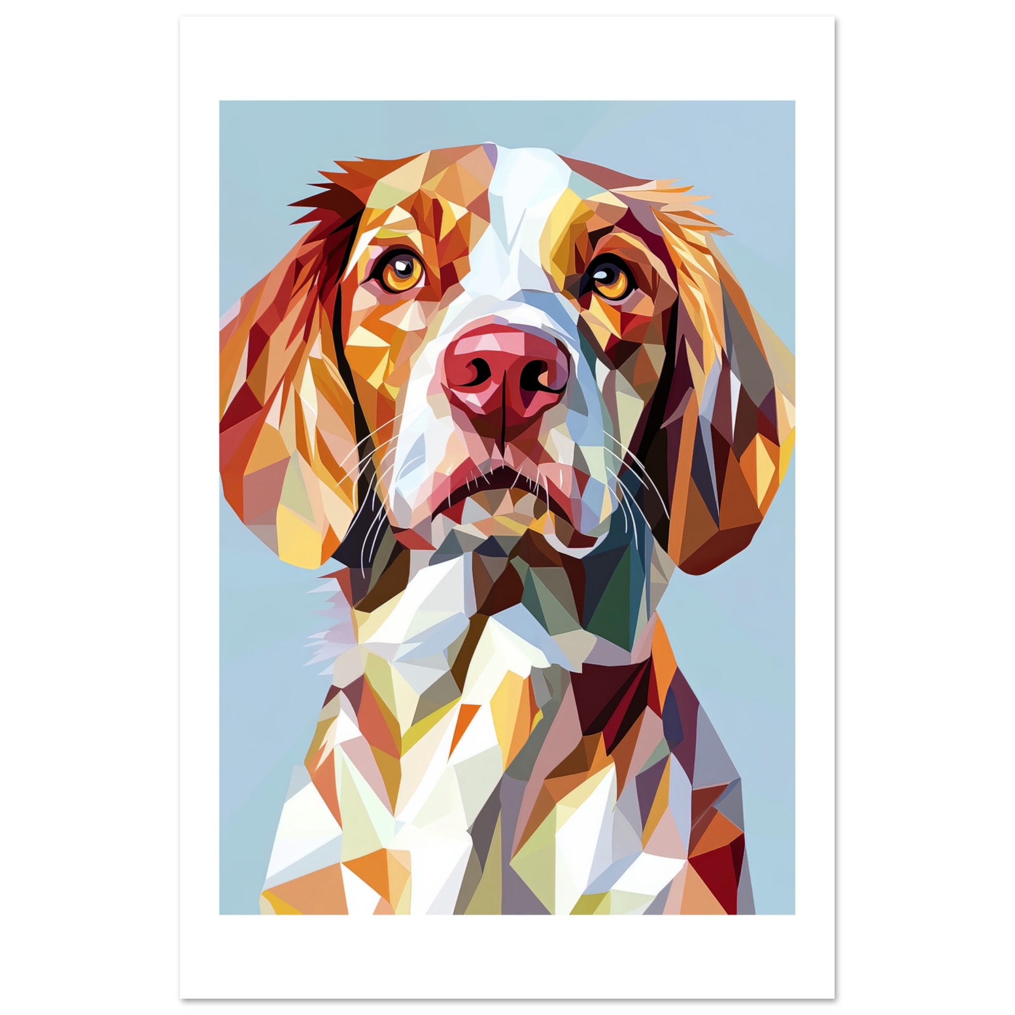Brittany Spaniel Dog Illustrated with Colorful Triangles 1