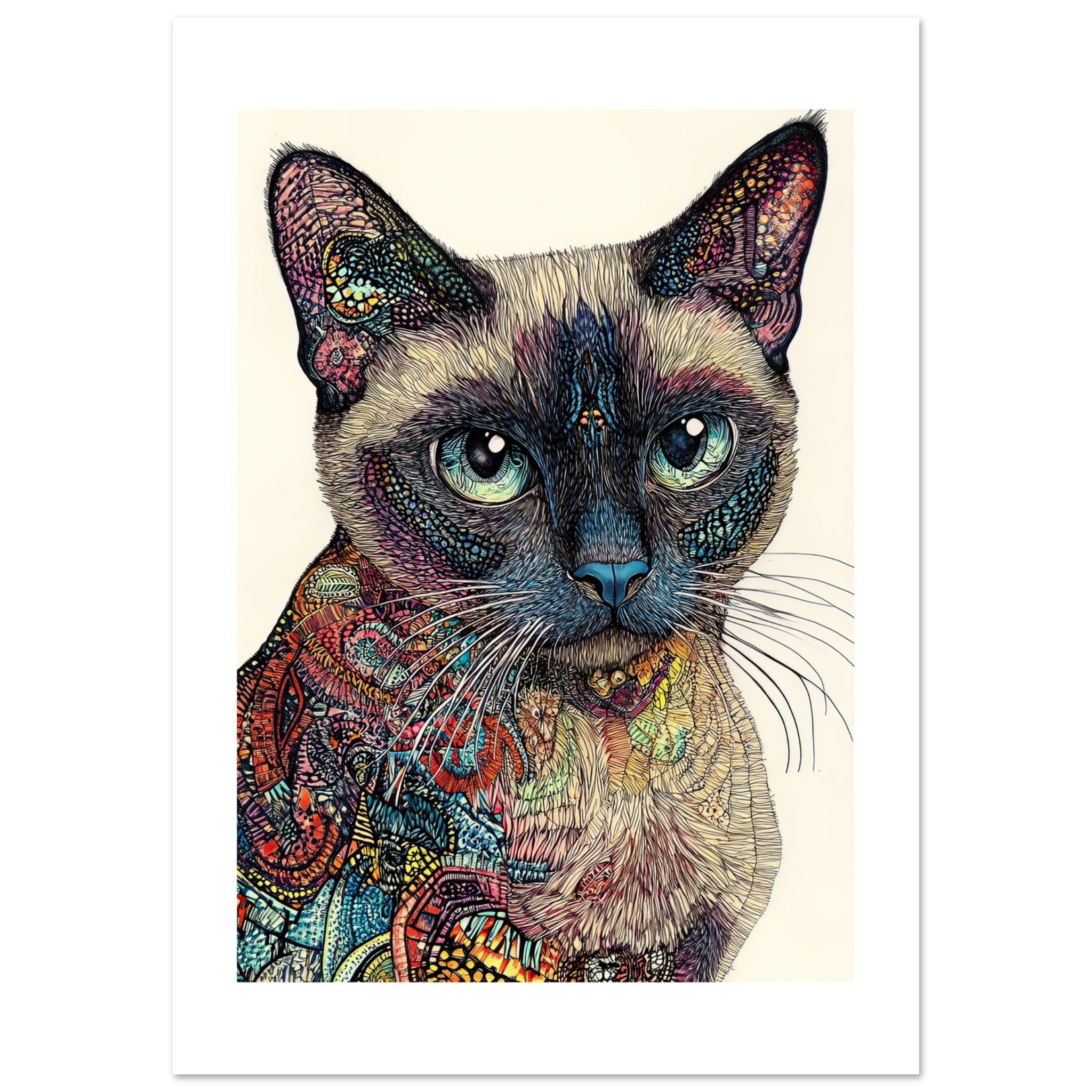 Burmese Cat Painted With Tone Pen 2