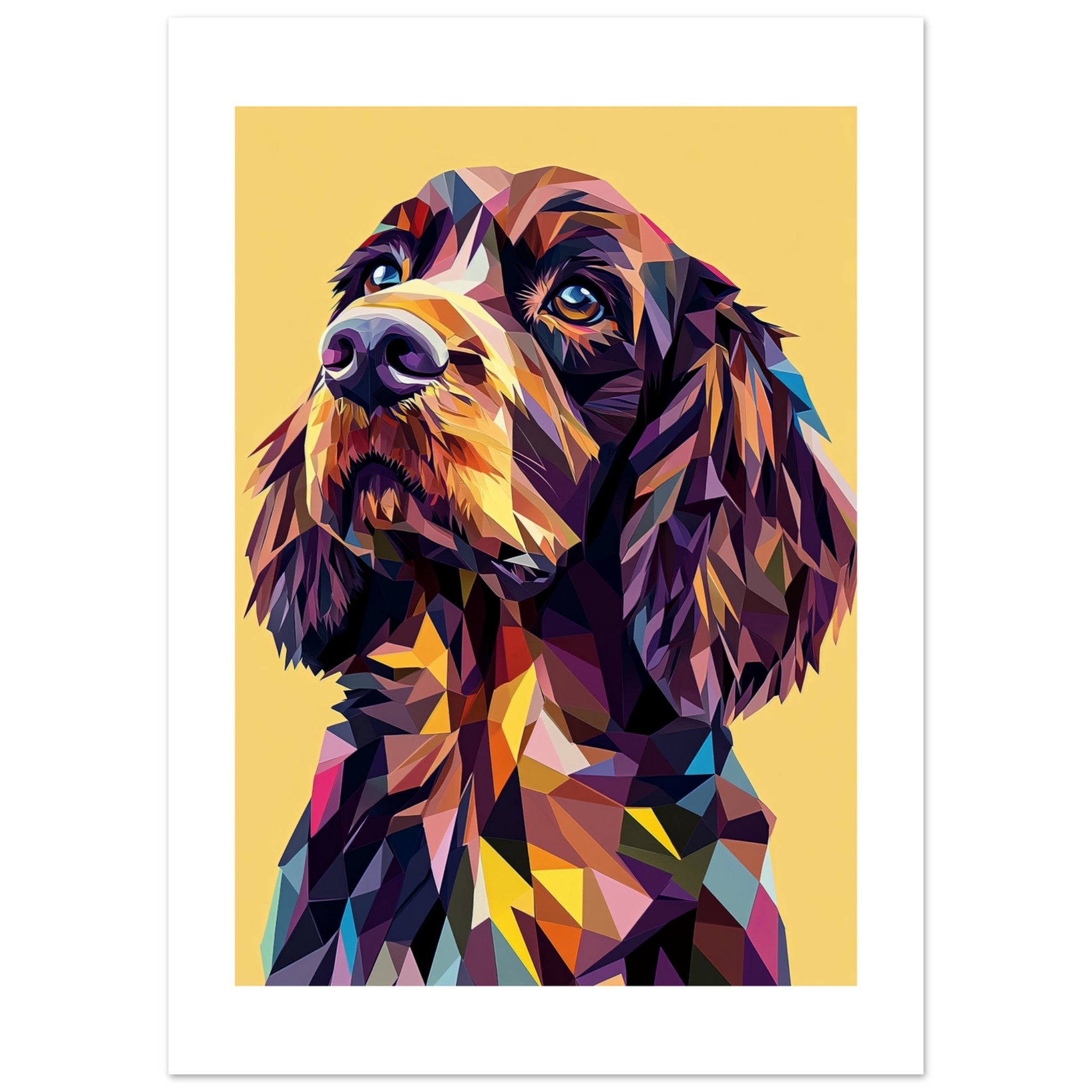 Boykin Spaniel Dog Illustrated with Colorful Triangles 3