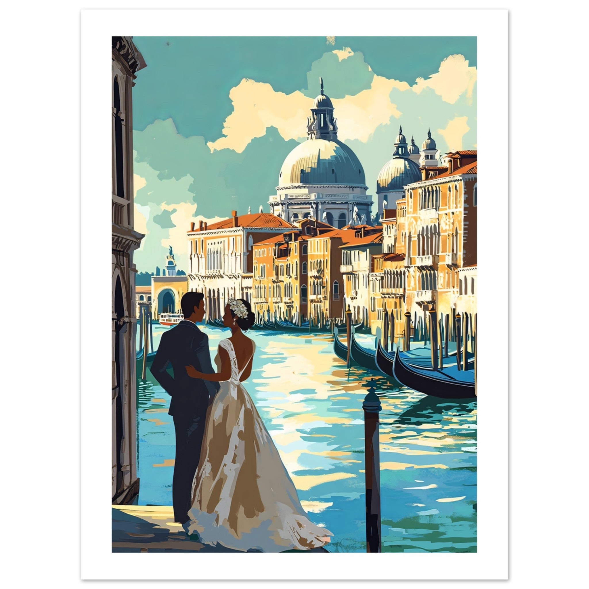 A wedding couple infront of Venice