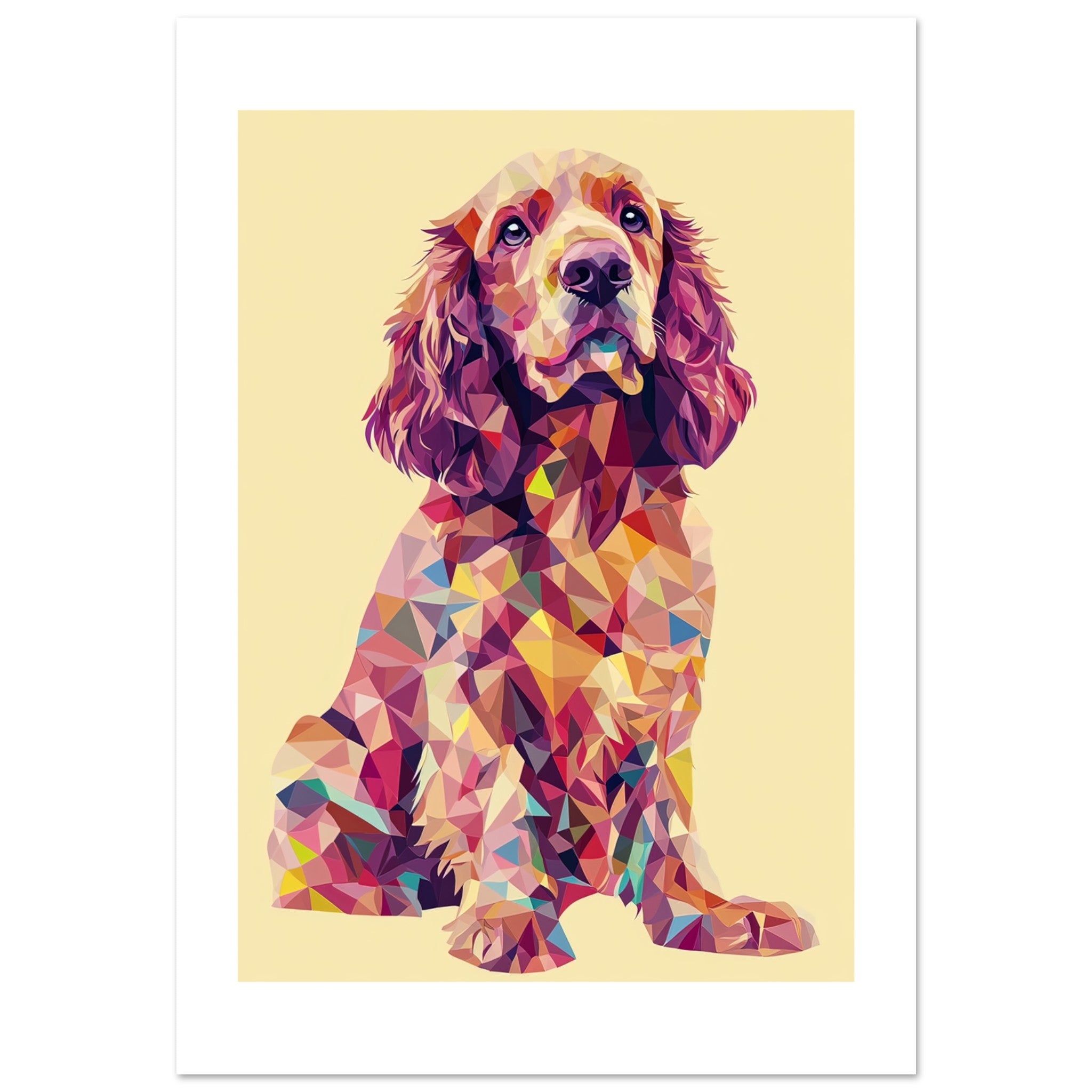 American Water Dog Illustrated with Colorful Triangles 5