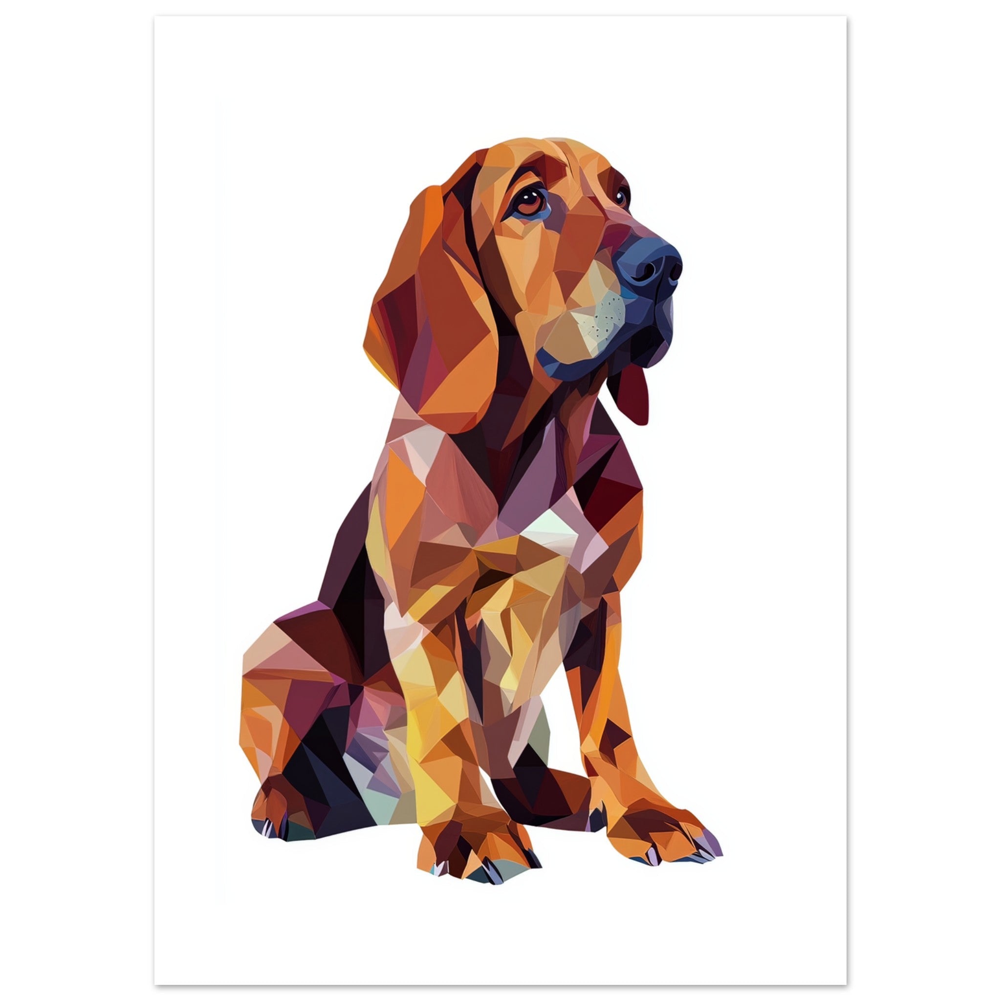 Bloodhound Dog Illustrated with Colorful Triangles 3