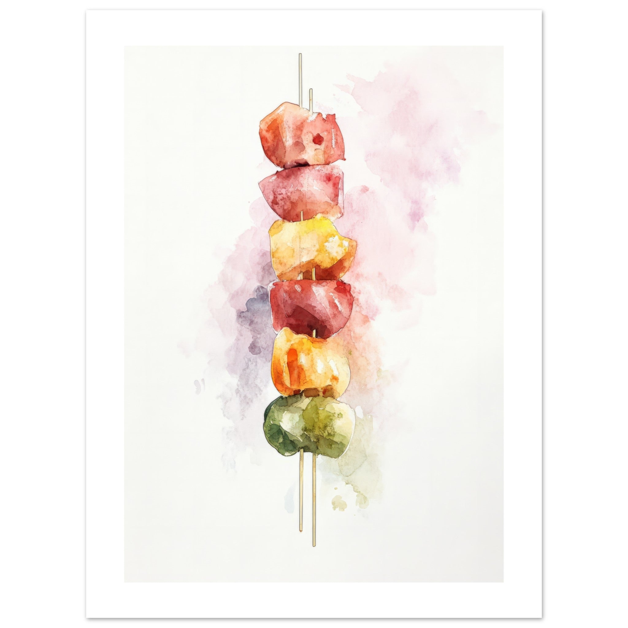 Antipasto Skewers Watercolor Painting Wall Art 1